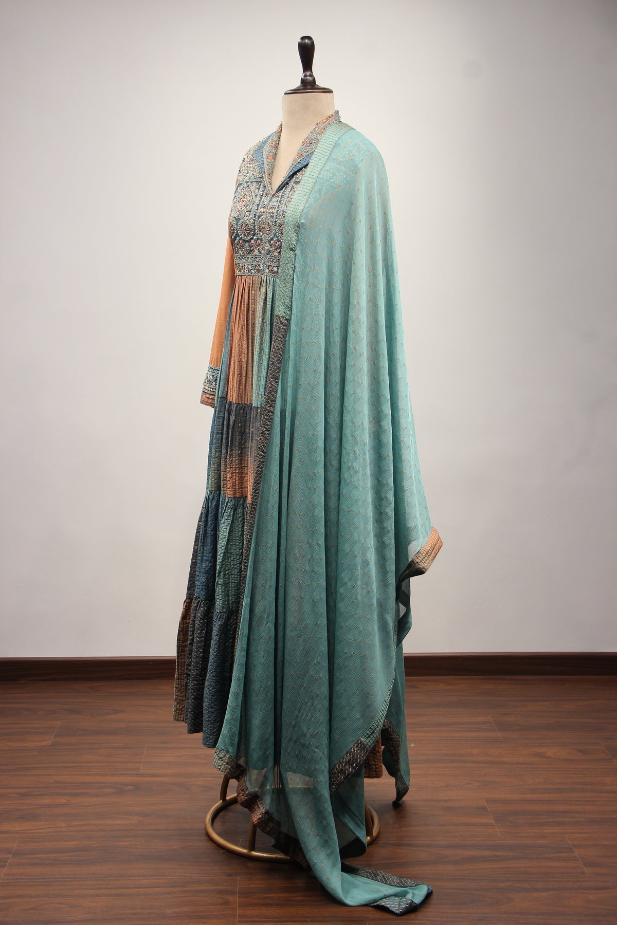 Rayon Gown with Resham & Bead Handwork in A-Line Anarkali Style