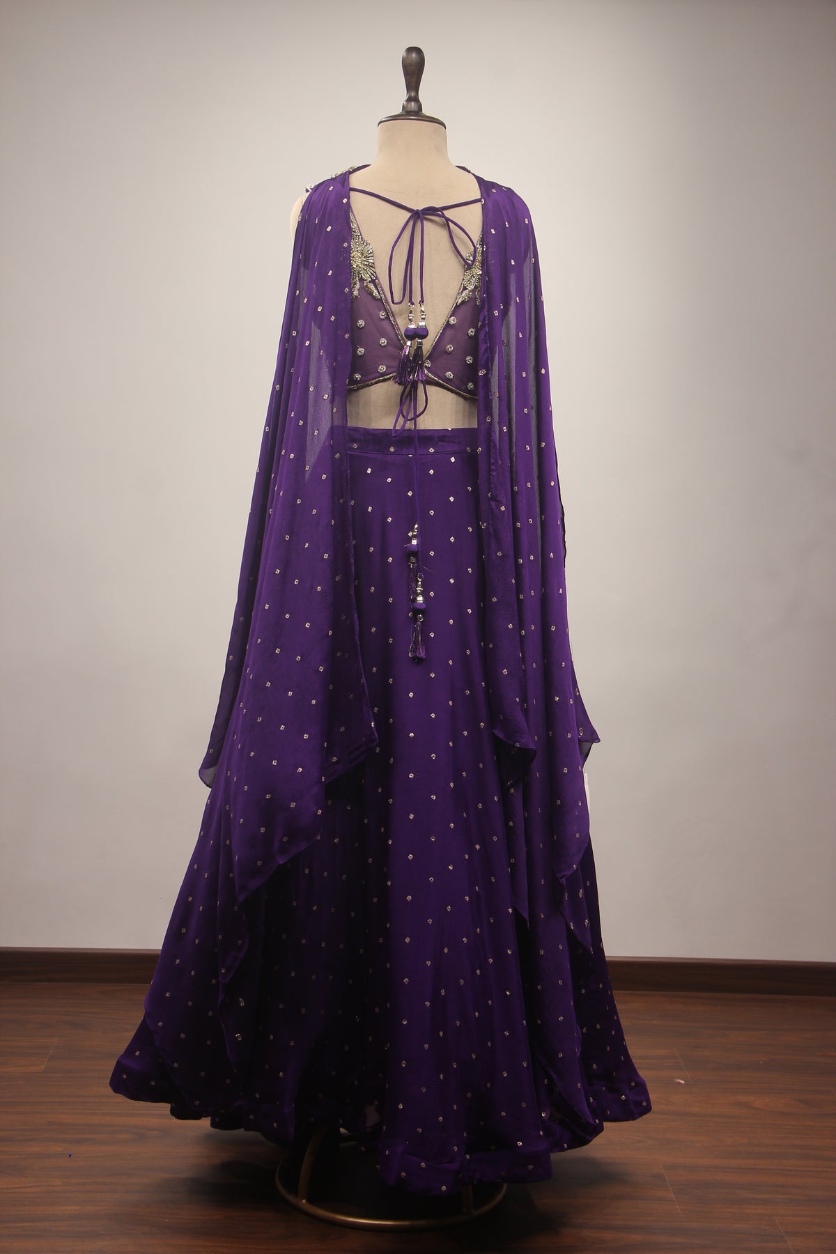 Crepe Lehenga with Hand Embroidery & Zari Handwork Crop Top Dupatta