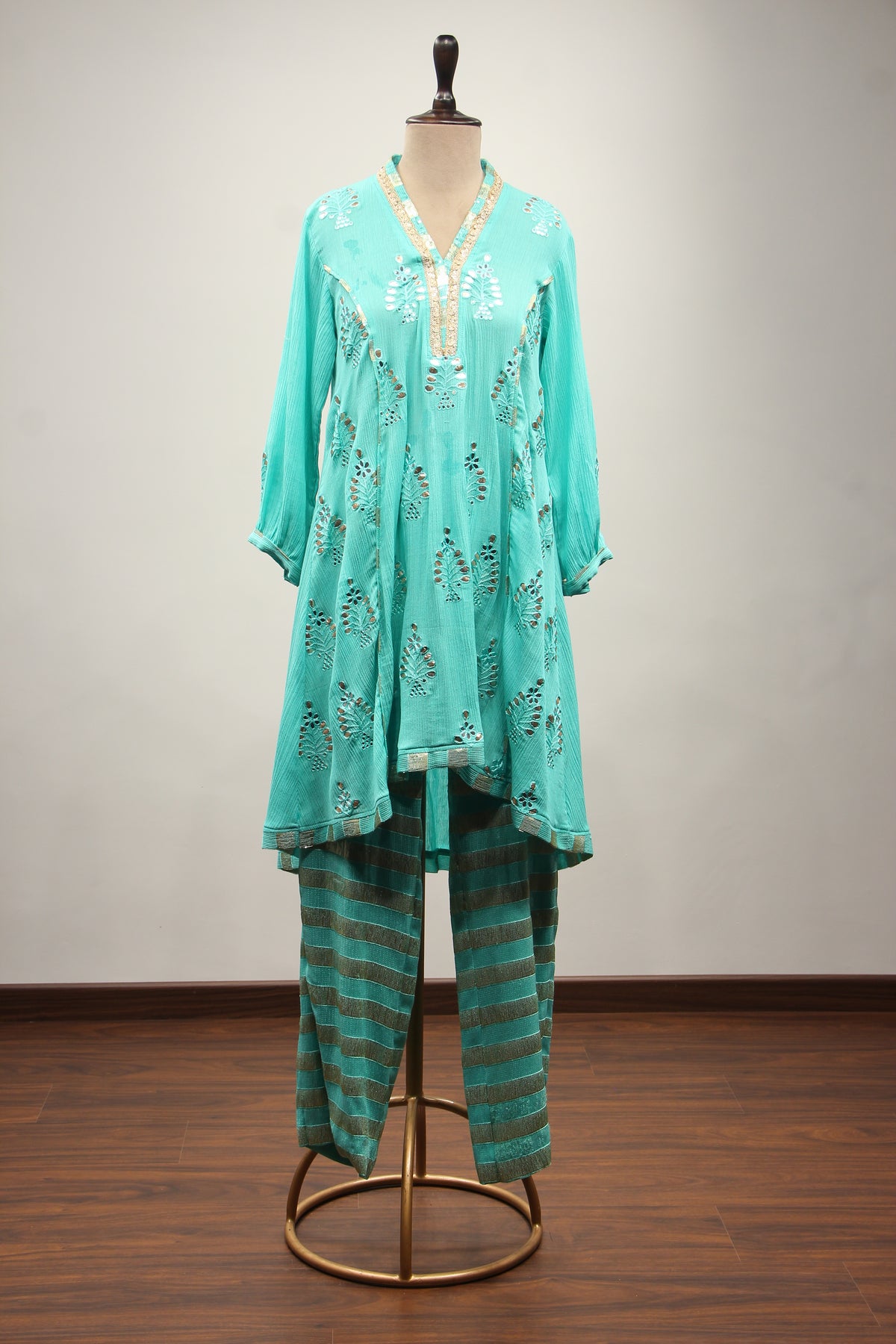 GREEN Cotton Peplum with Gota Patti and Mirror work by OOS — product image 1