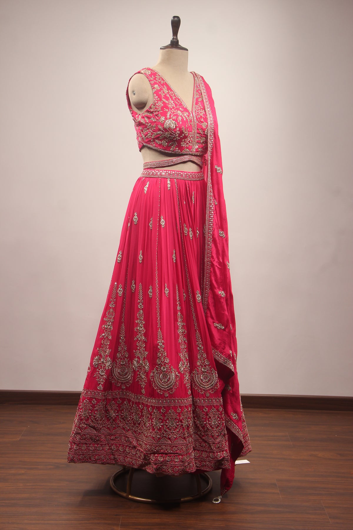 Rani Crepe Lehenga with Cut Dana & Sequin Handwork Crop Top