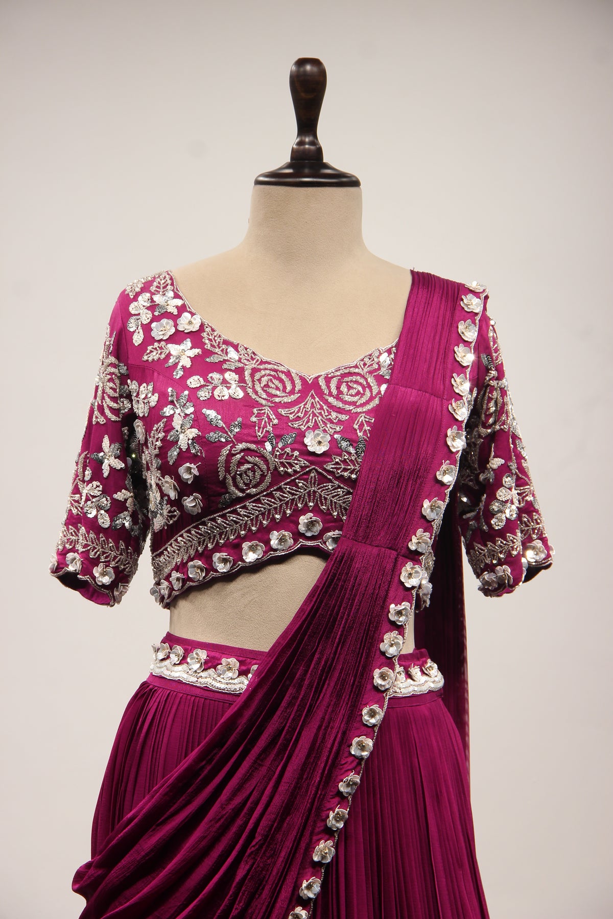 PURPLE Crepe Crop Top with Cut Dana and Sequin work by OOS — product image 2