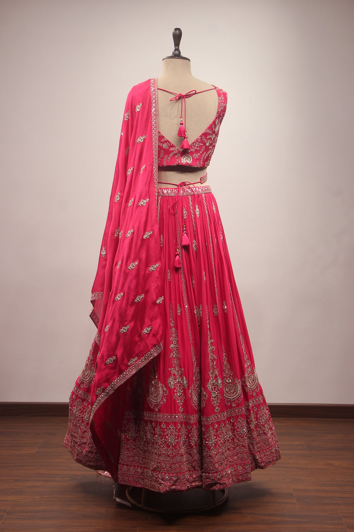 Rani Crepe Lehenga with Cut Dana & Sequin Handwork Crop Top