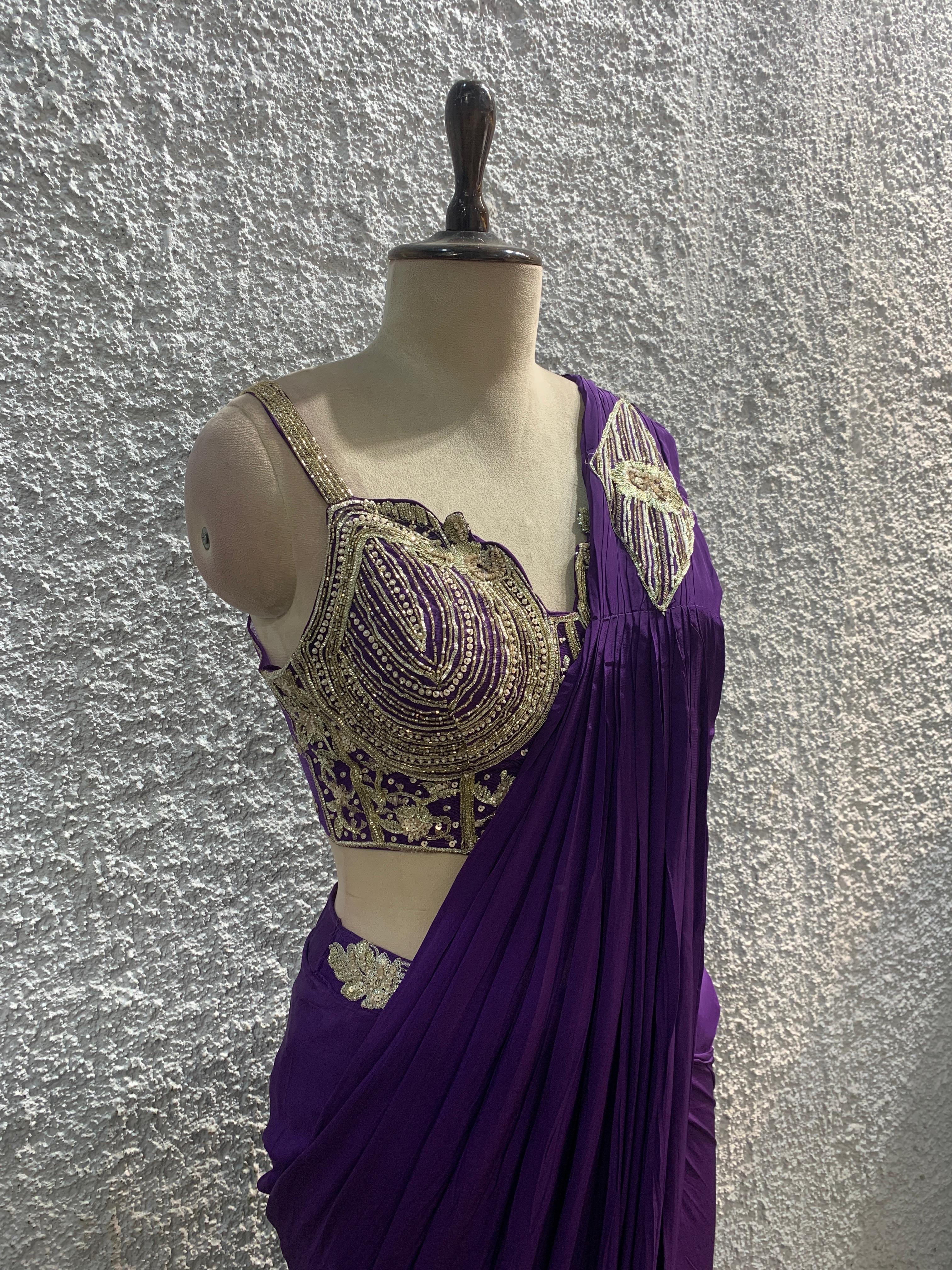 Ready to wear saree with handwork blouse-side