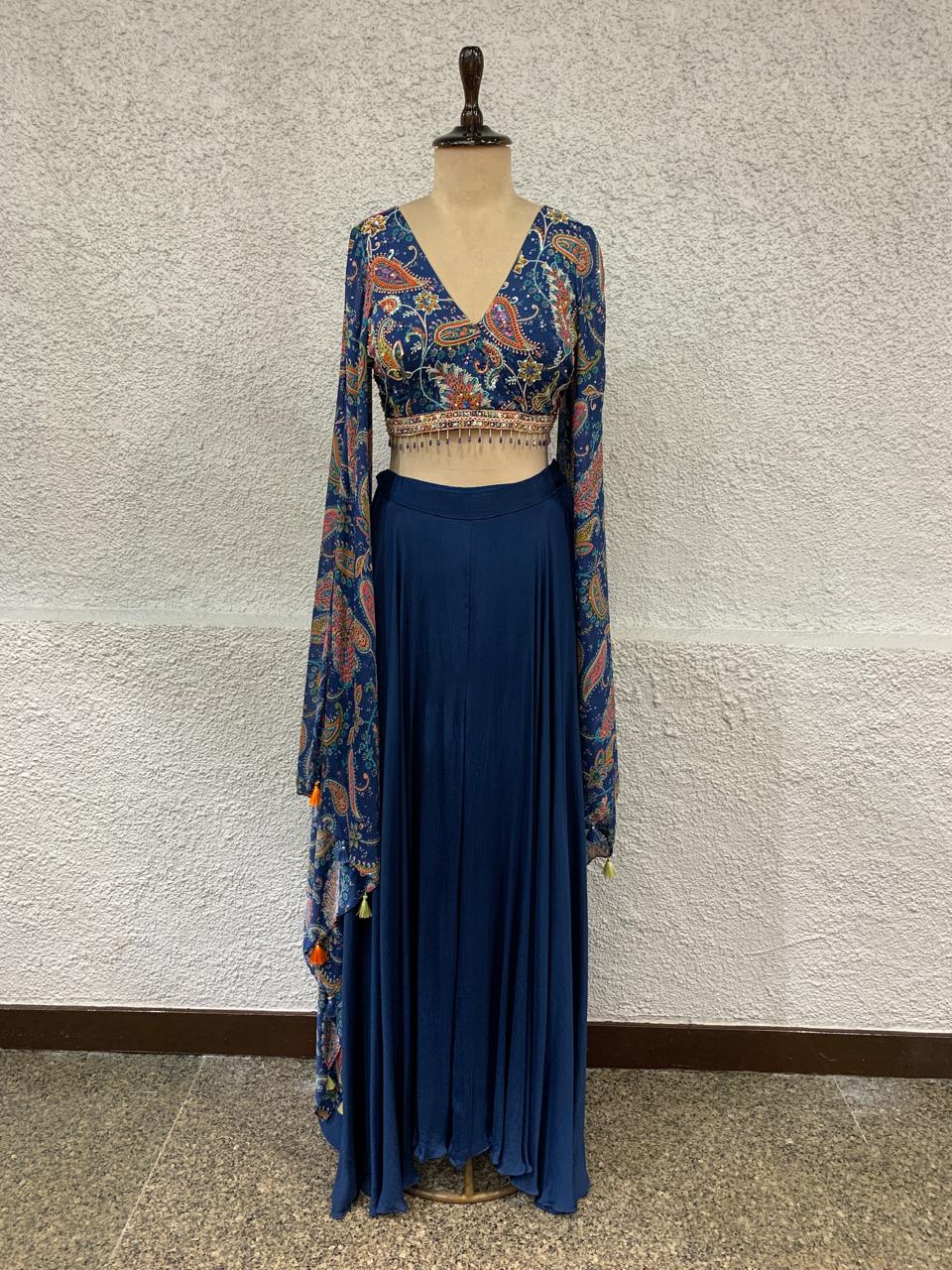 florol print crop top long sleeves-main