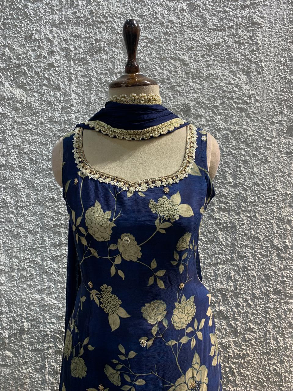 printed sharara suit embroidred work-focus