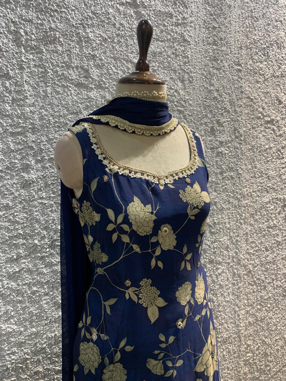 printed sharara suit embroidred work-side