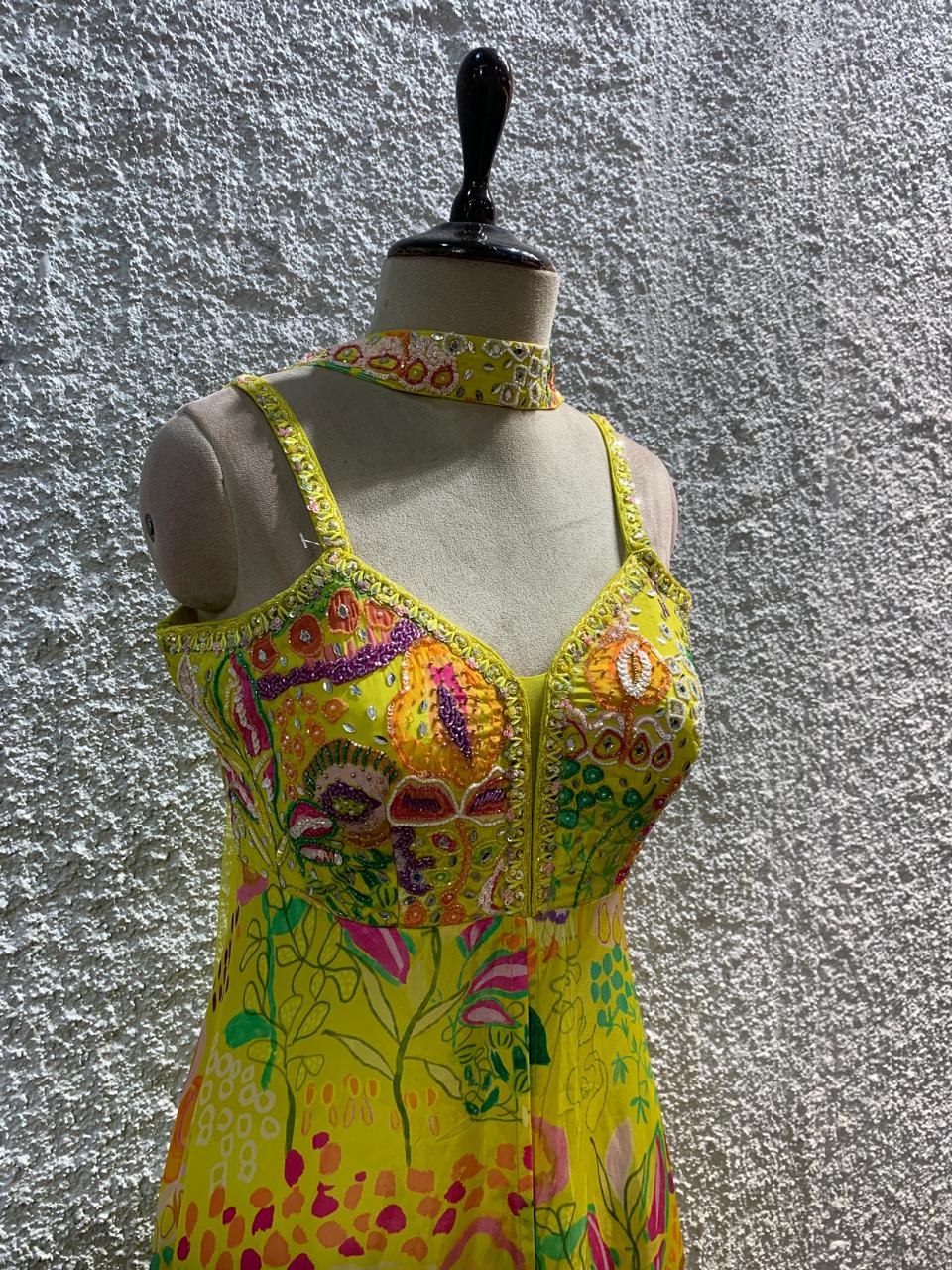 printed Indo-Western embroidred work choker dupatta-side