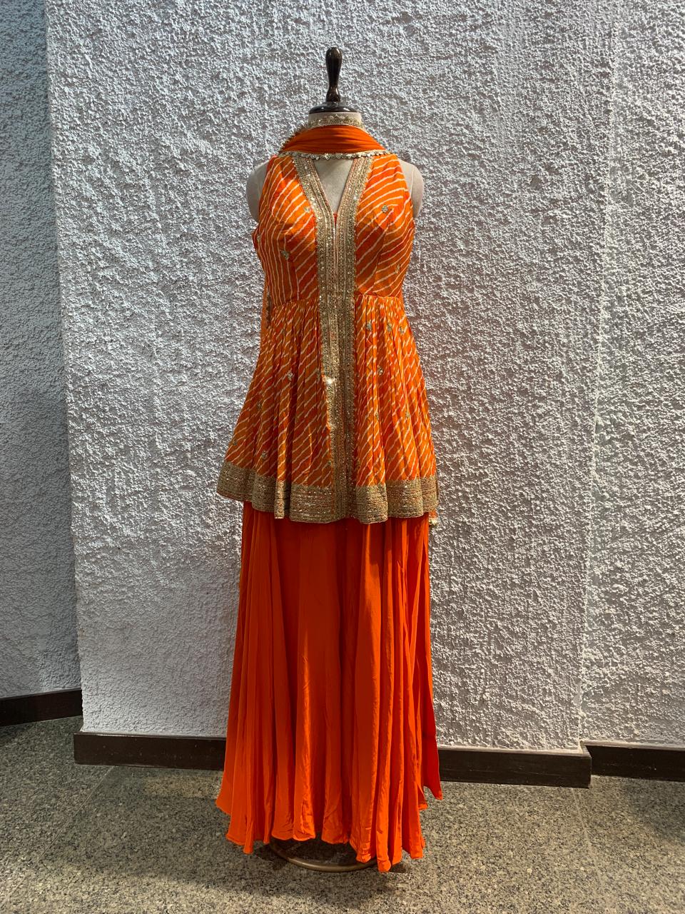 peplum Indo-Western embroidred work dupatta-main