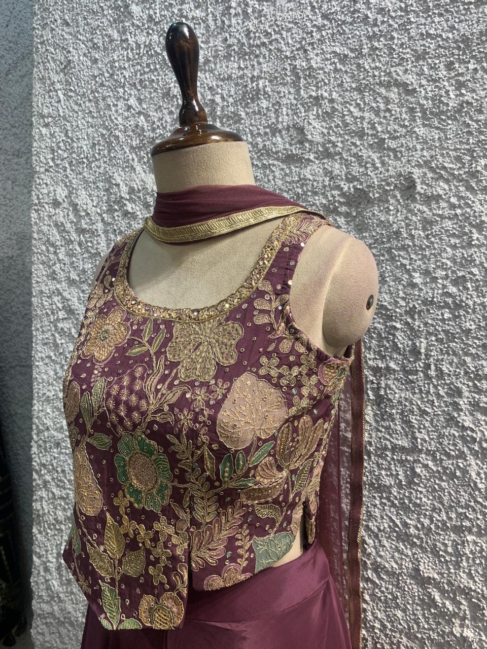 corset Indo-Western embroidred work dupatta-side