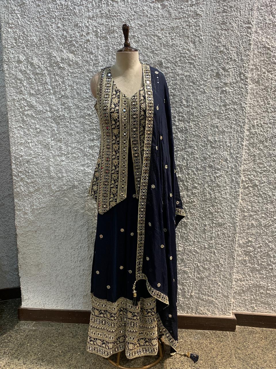 embroidery Indo-Western with handwork plazo-main