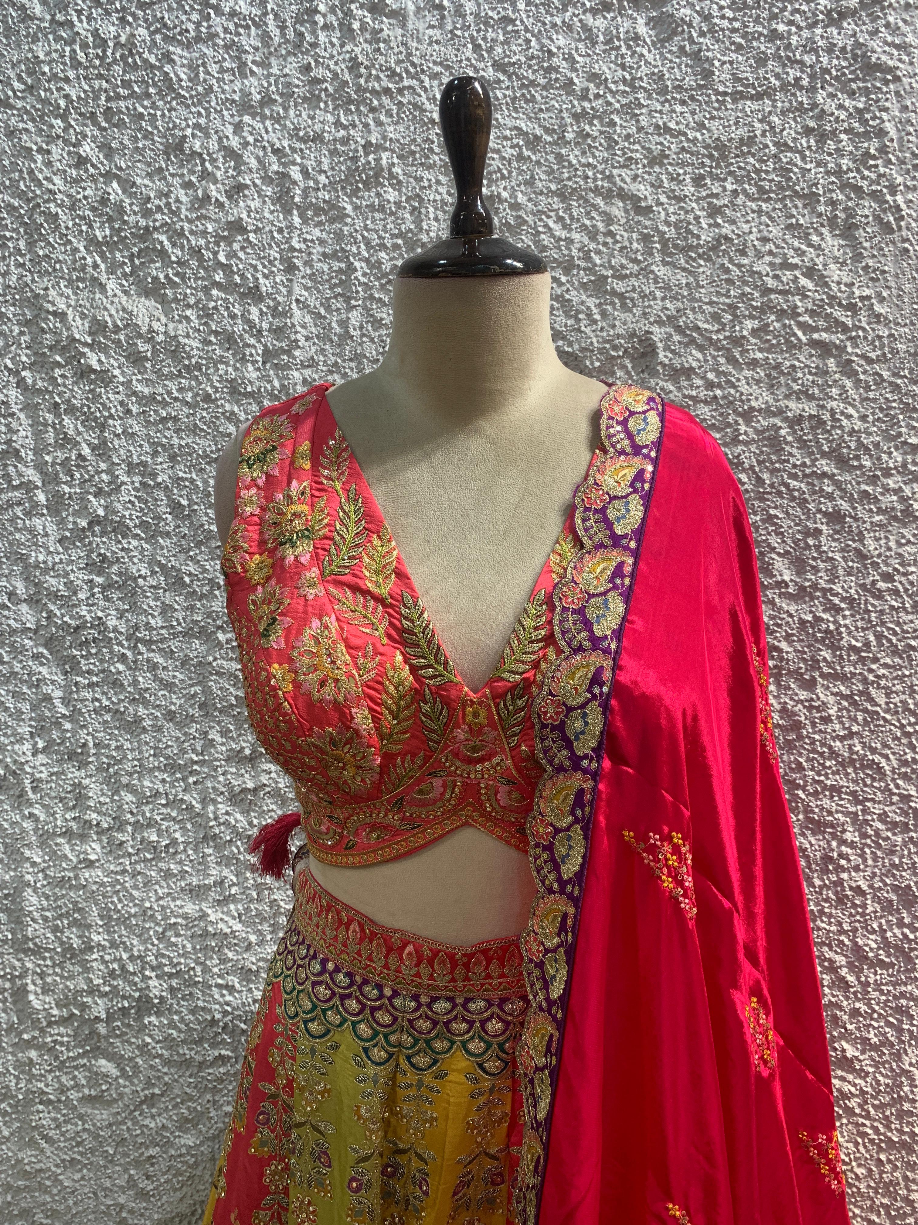 russion silk position print with handwork blouse-focus