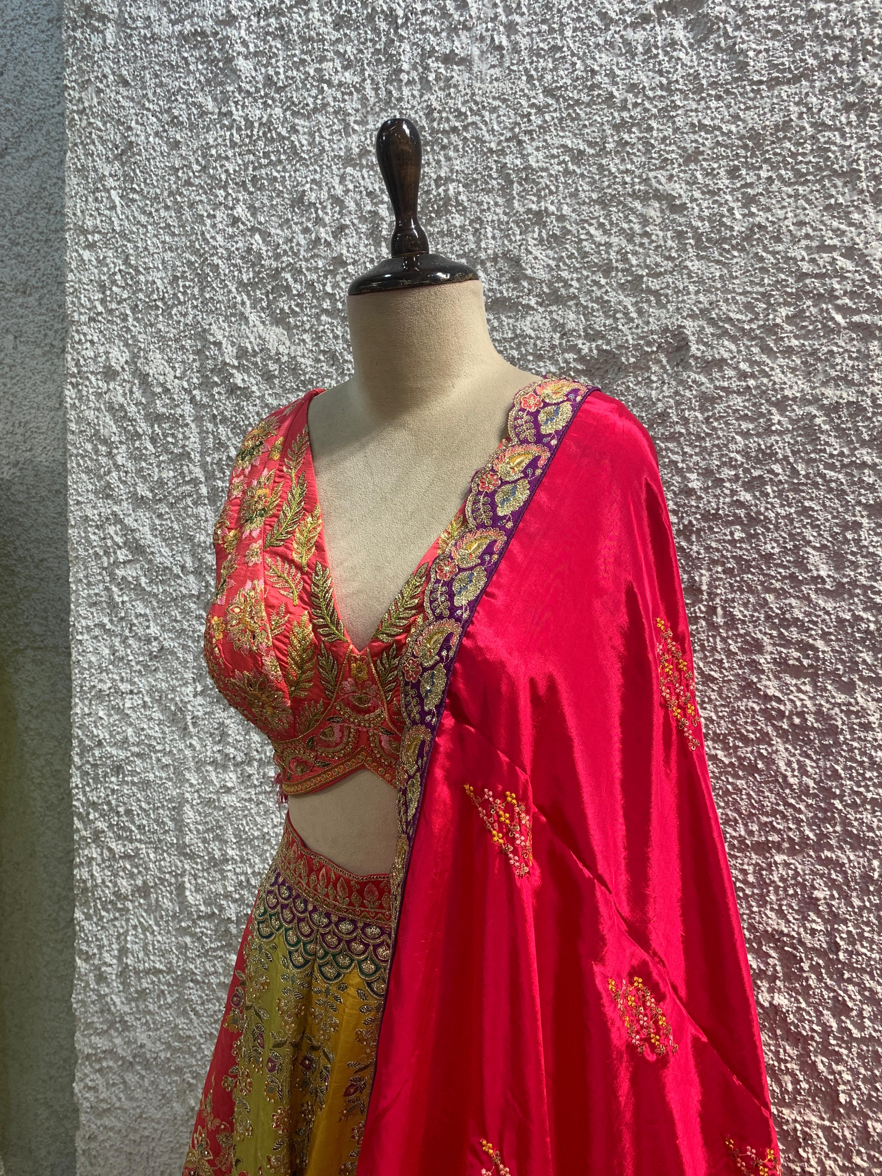 russion silk position print with handwork blouse-side