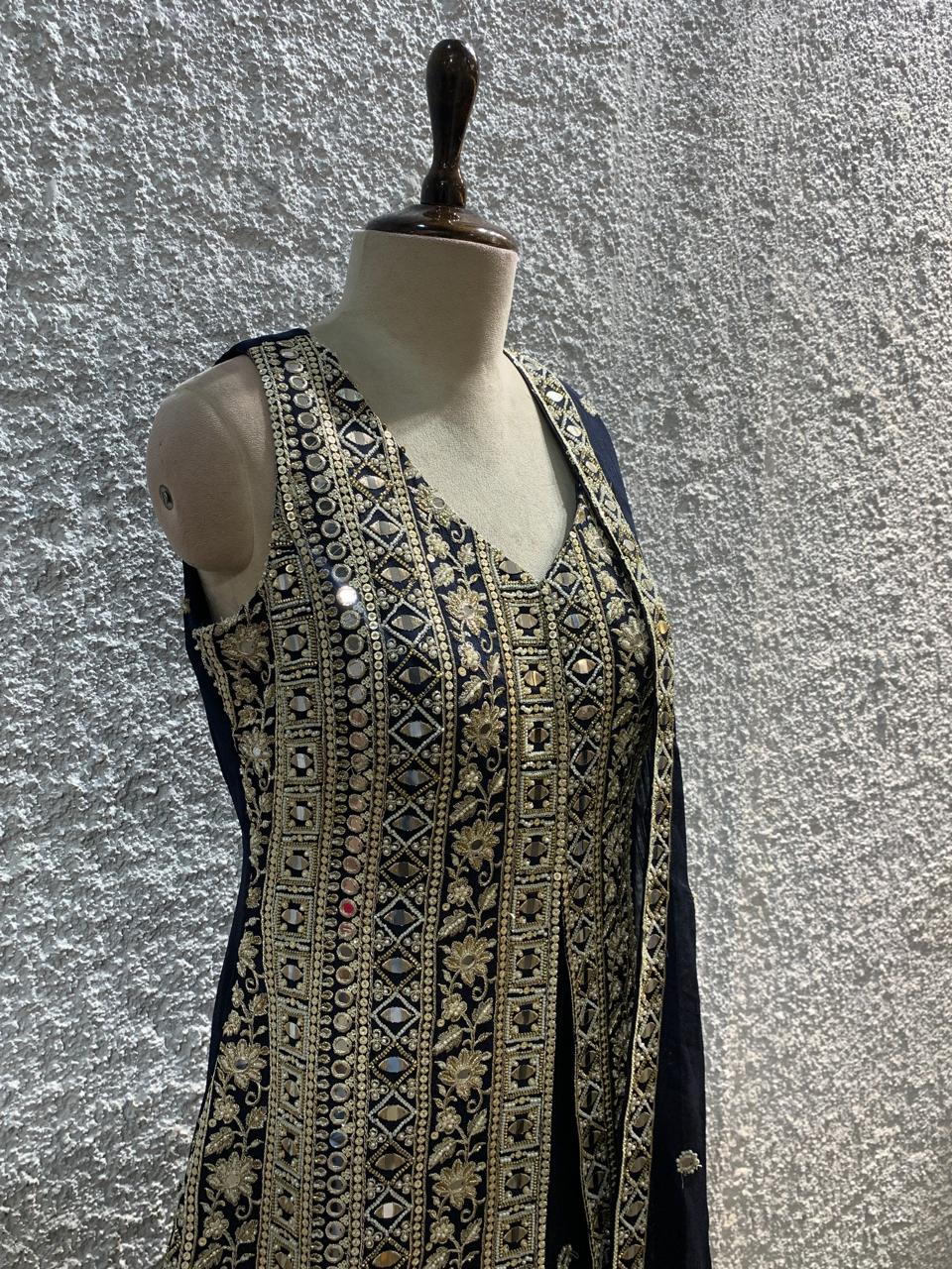 embroidery Indo-Western with handwork plazo- side