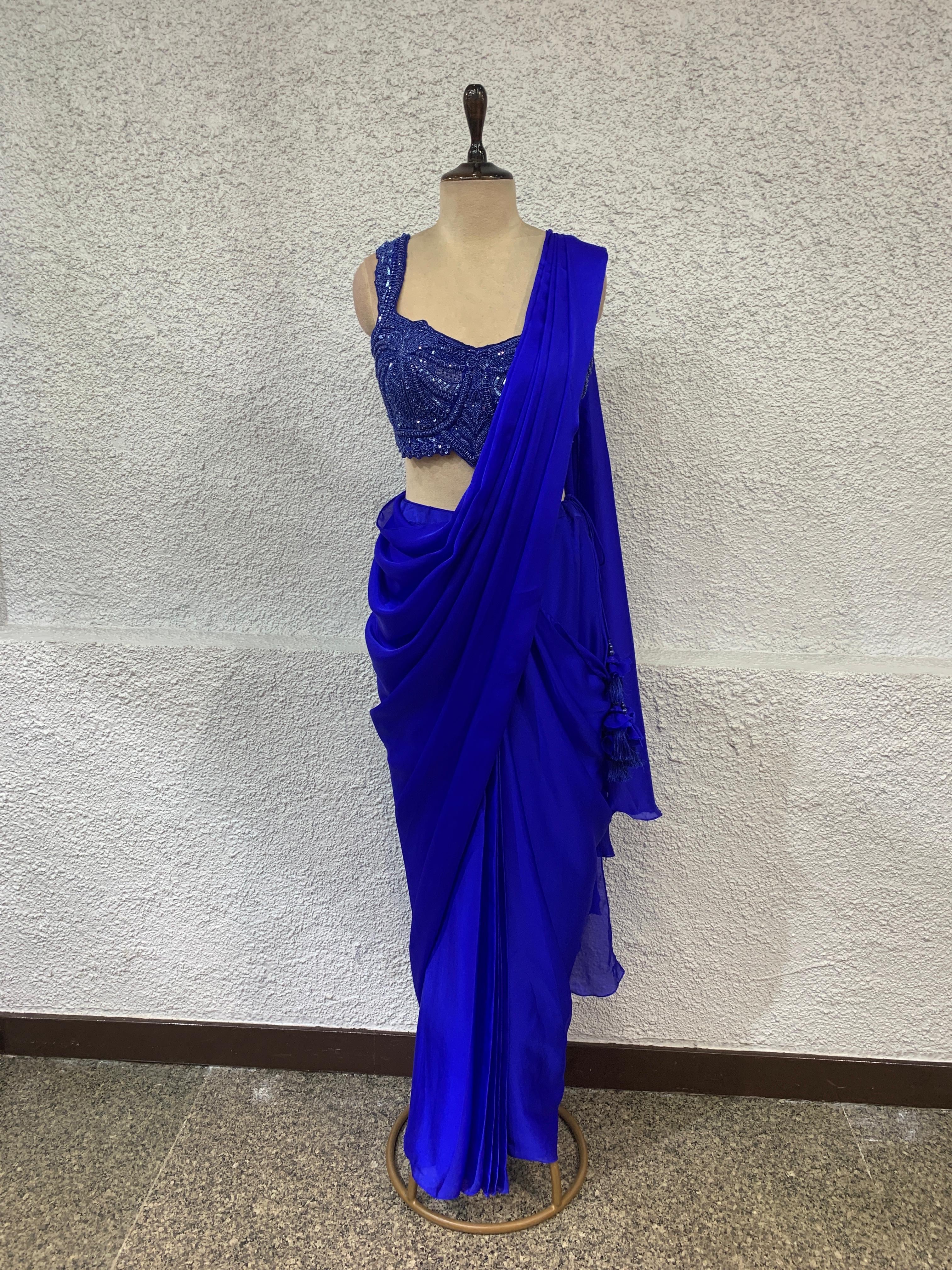 Electric Blue Drape Saree