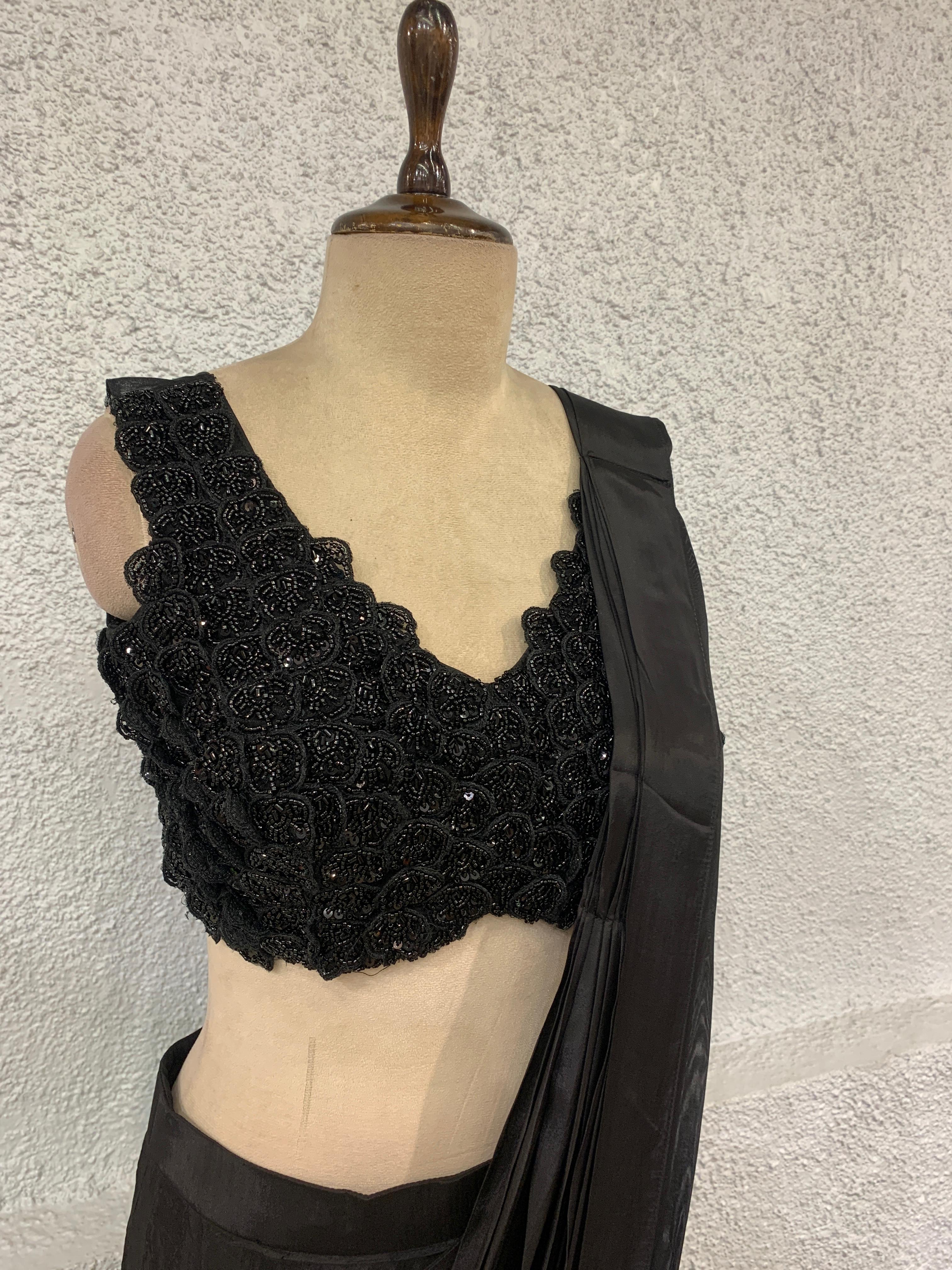 drape saree with handwork blouse-side