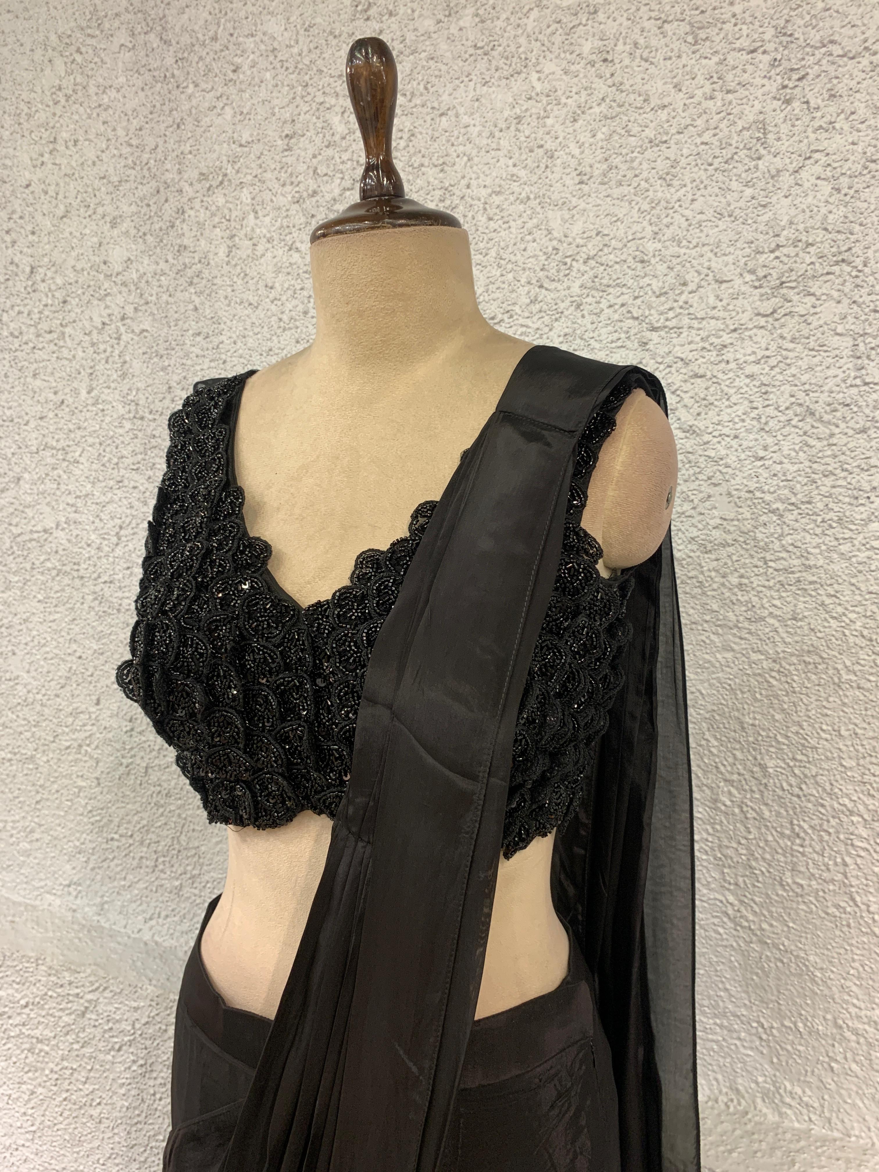 drape saree with handwork blouse-side