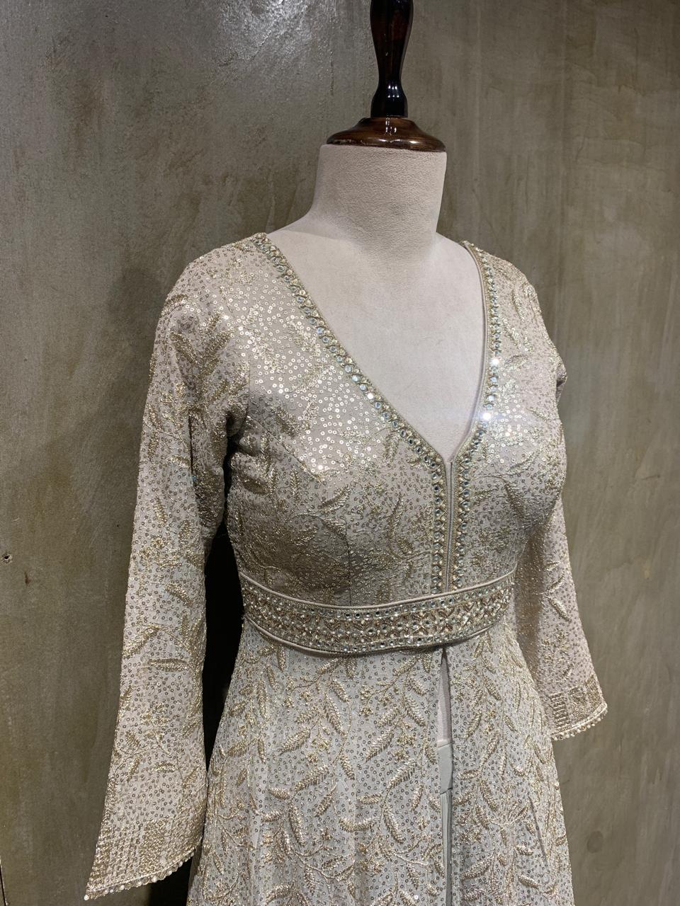 sequin front-cut gown-sie