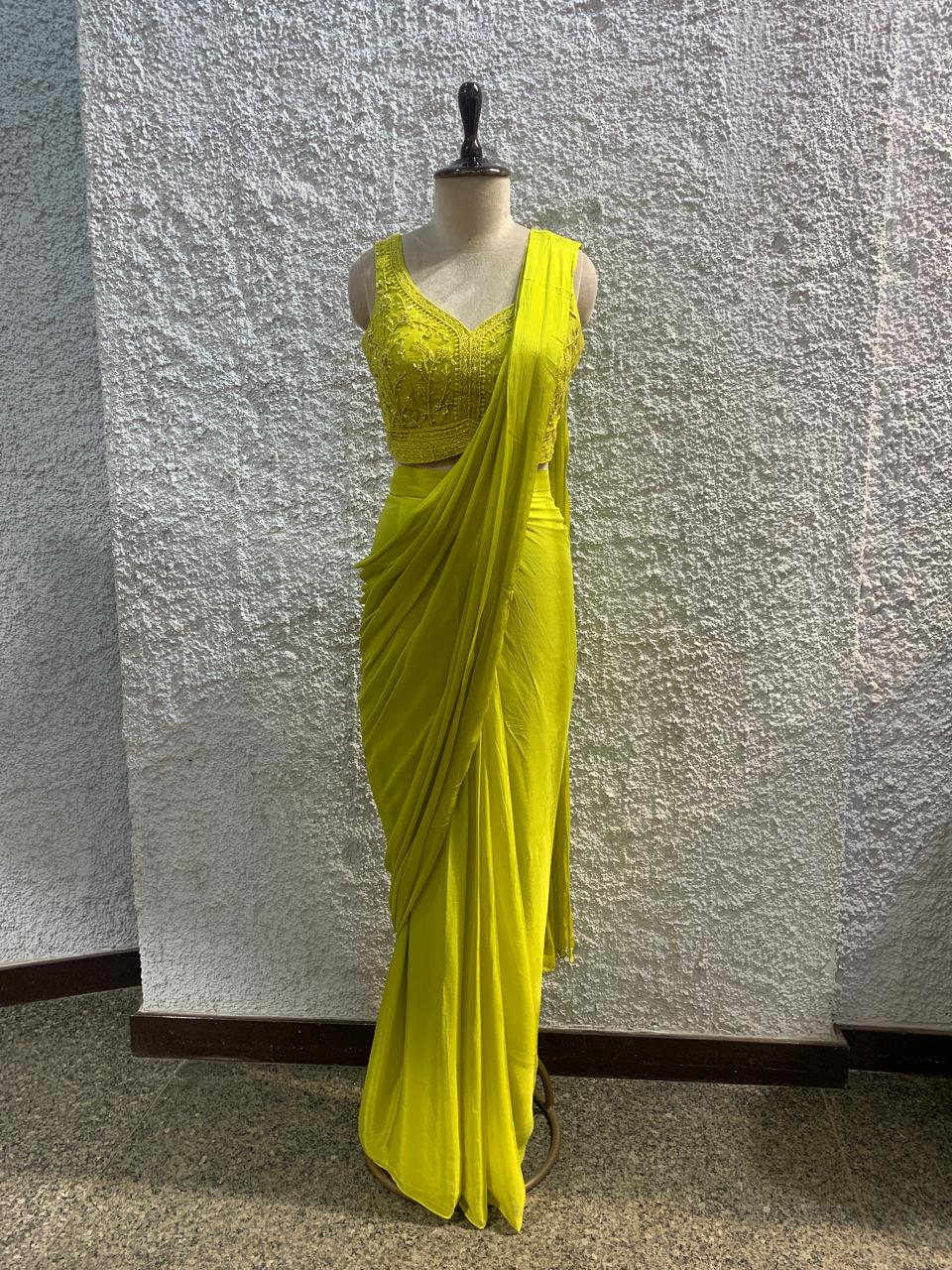 embroidery drape saree with handwork blouse-main