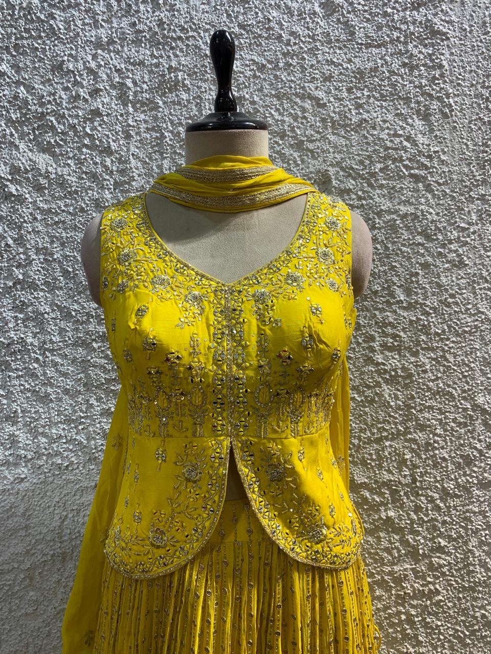 lehenga embroidered mirrorwork blouse-focus