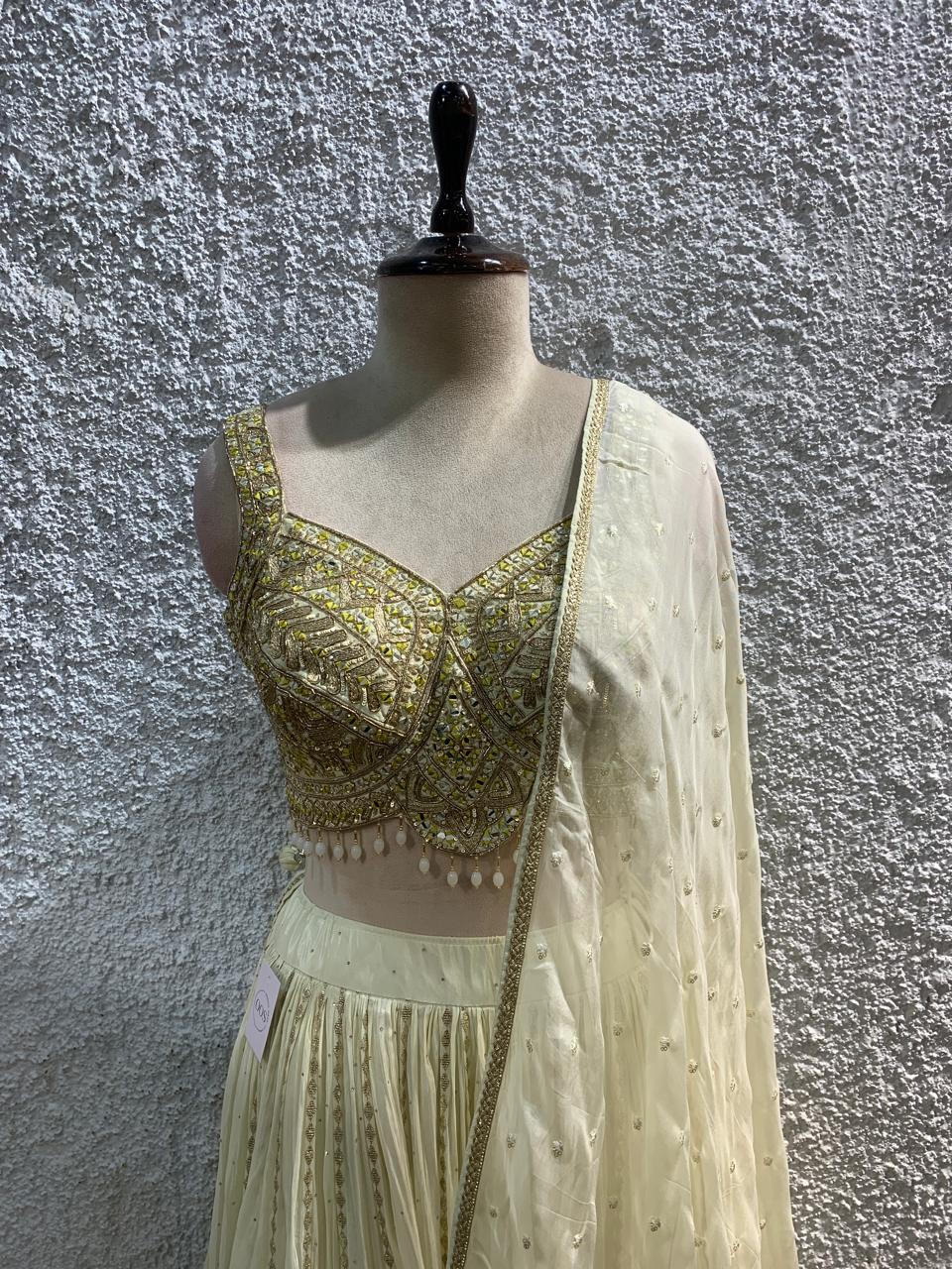 embroidery crepe lehenga with handwork blouse-focus