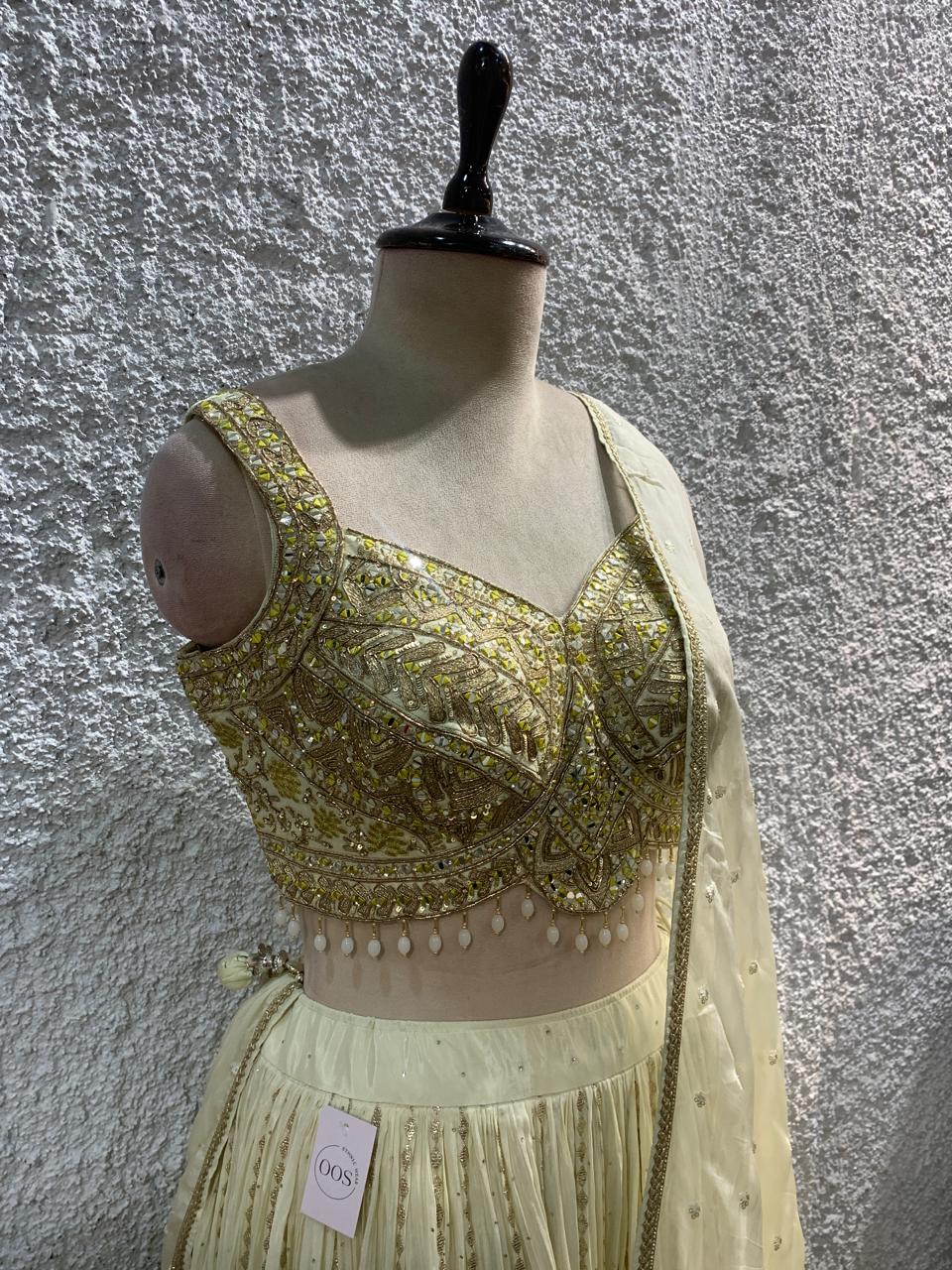 embroidery crepe lehenga with handwork blouse-side