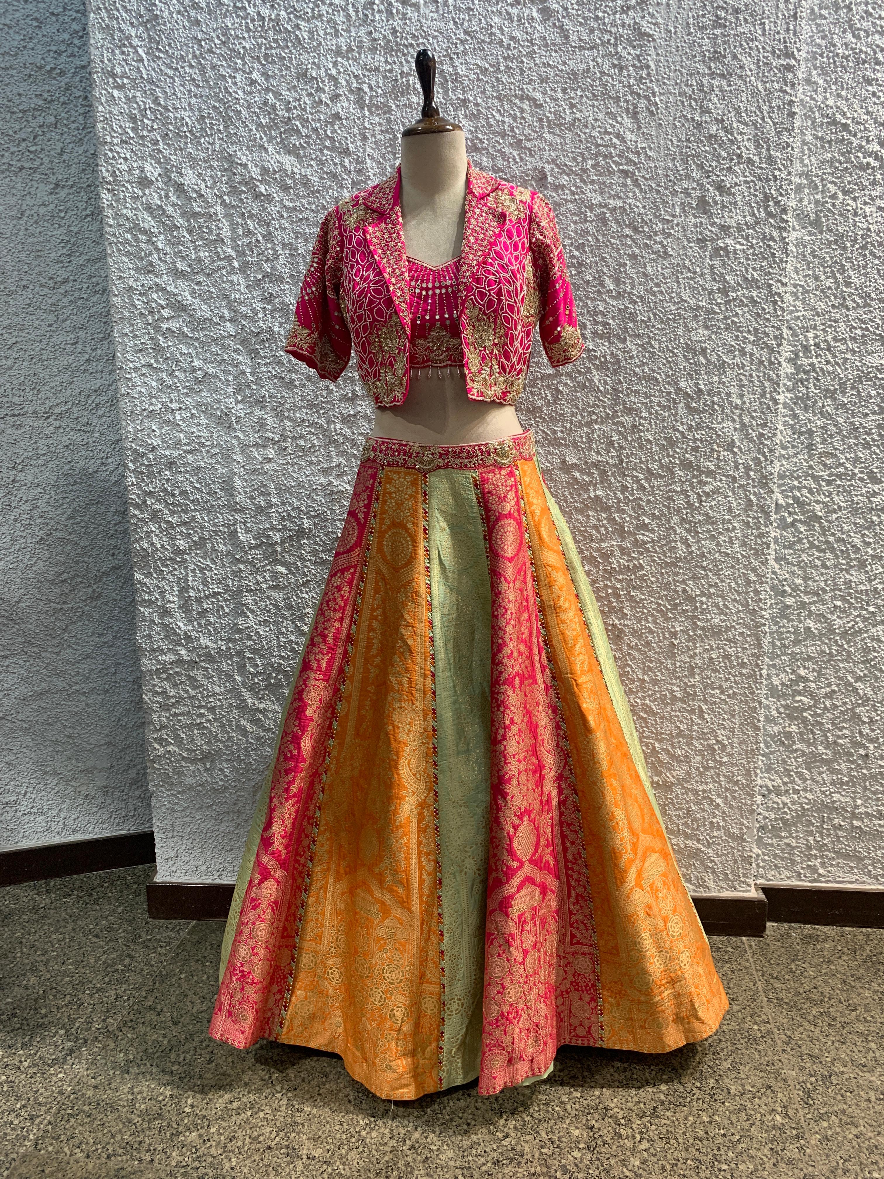 banarasi silk lehenga with handwork blouse-main