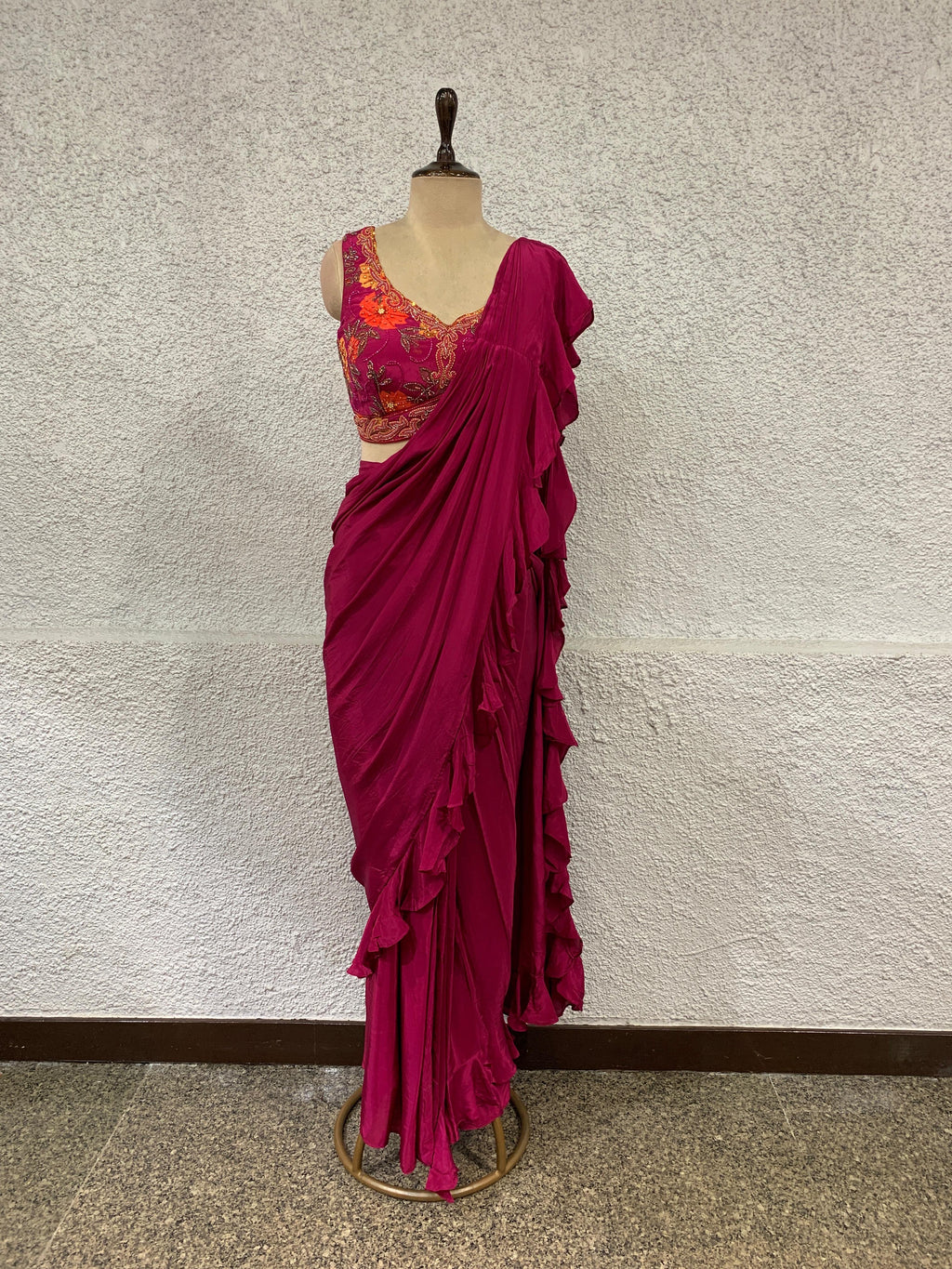 Hot Pink Drape Saree