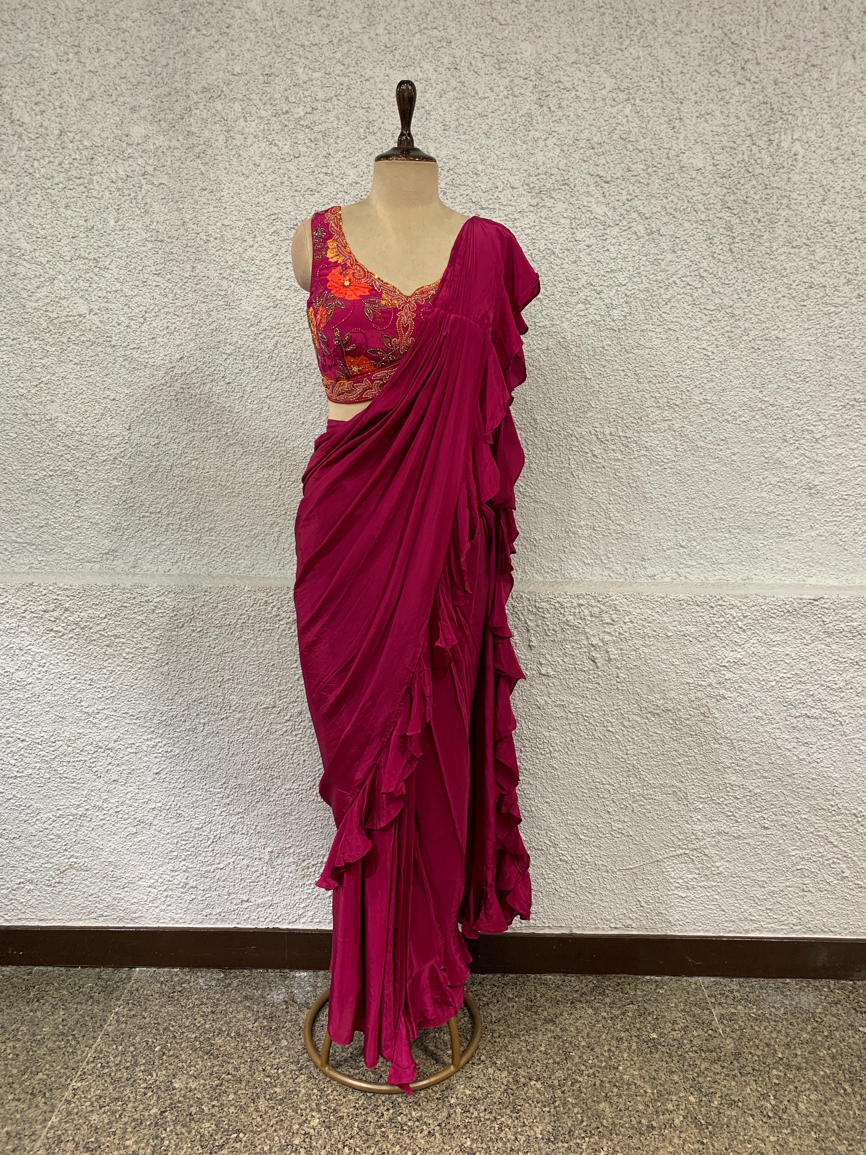 Hot Pink Drape Saree