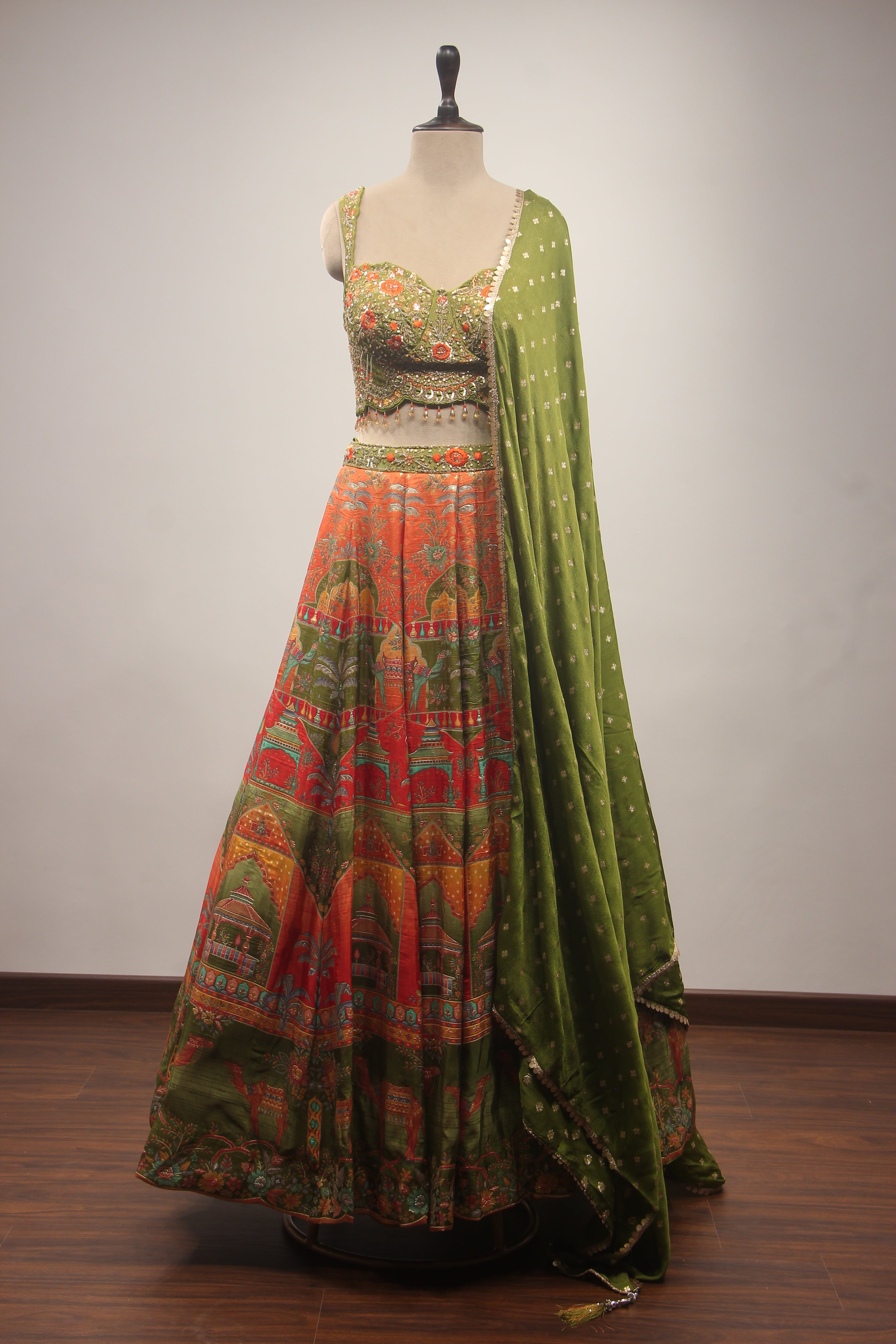 Banarasi Brocade Lehenga Crop Top with Cut Dana & Sequin Handwork