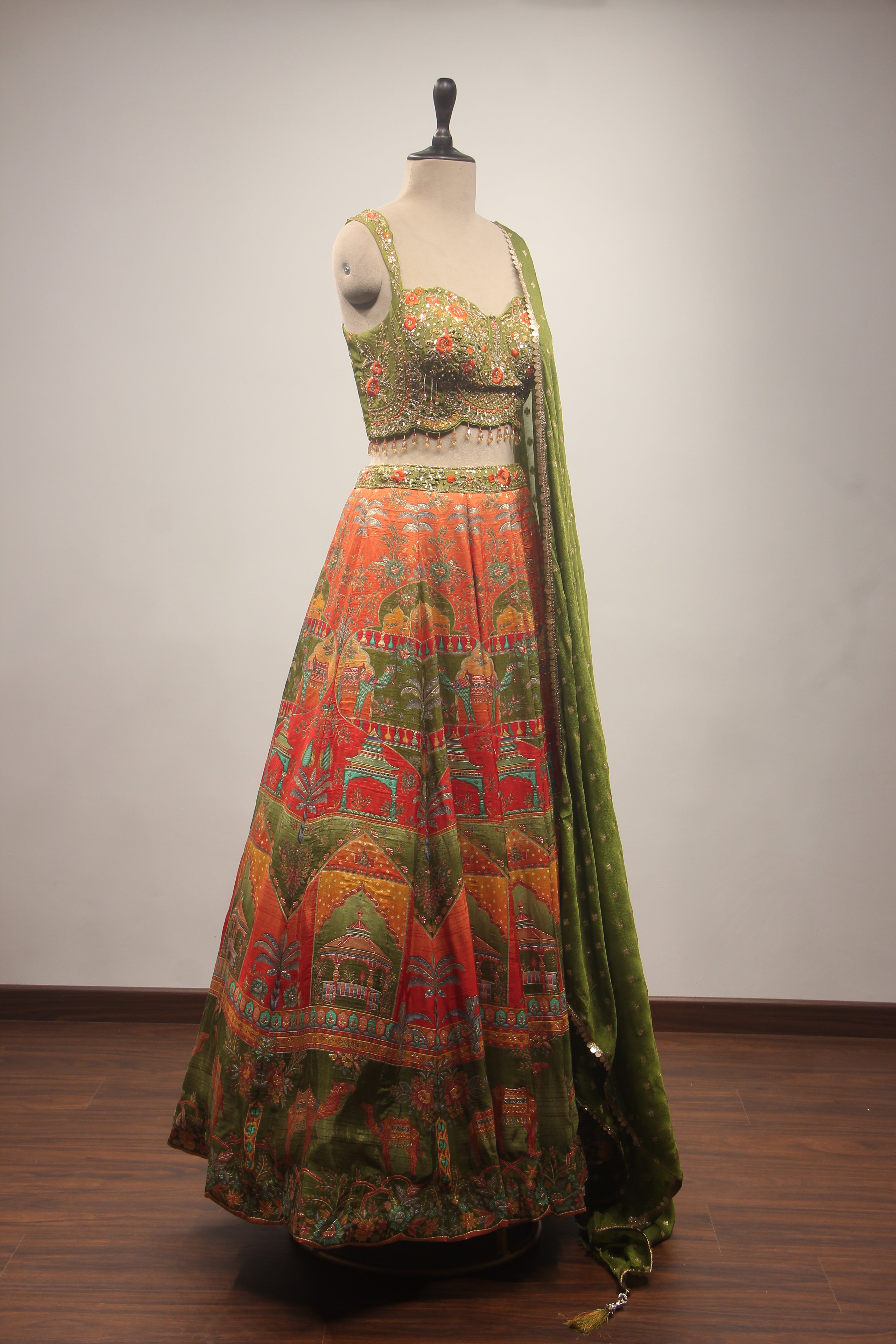 Banarasi Brocade Lehenga Crop Top with Cut Dana & Sequin Handwork