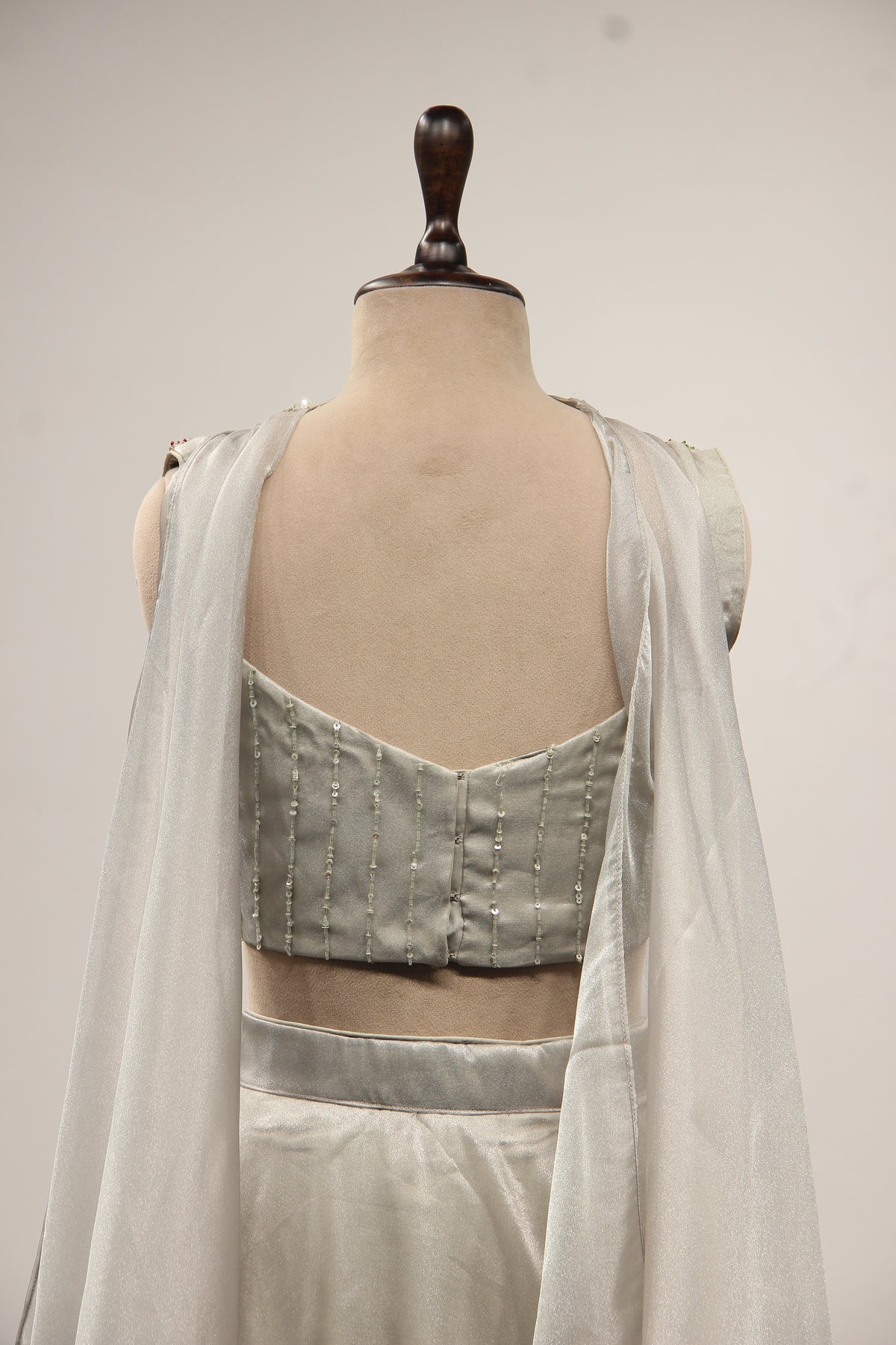 Shimmer Organza Lehenga with Mirror & Gota Patti Handwork Crop Top