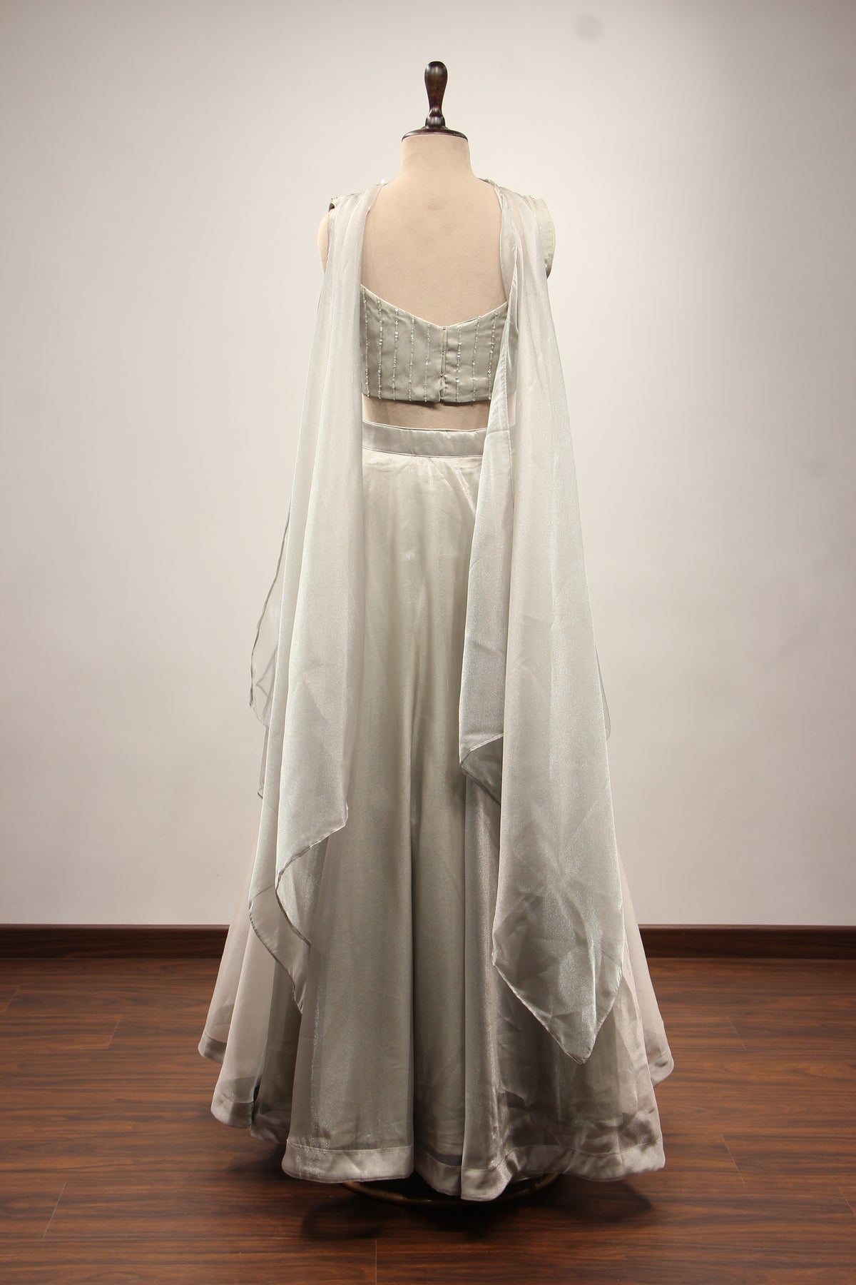 Shimmer Organza Lehenga with Mirror & Gota Patti Handwork Crop Top