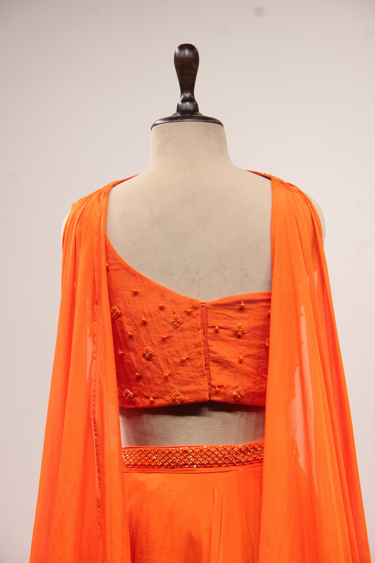 Organza Lehenga with Bead & Sequin Handwork Crop Top