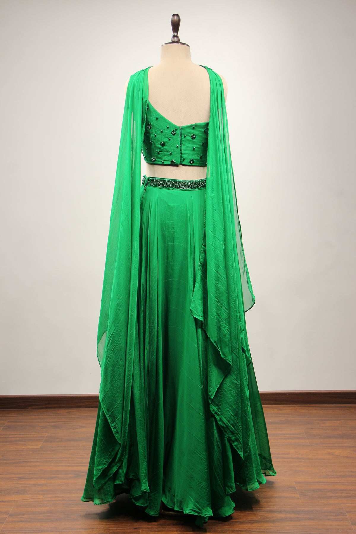 Organza Lehenga with Bead & Sequin Handwork Crop Top