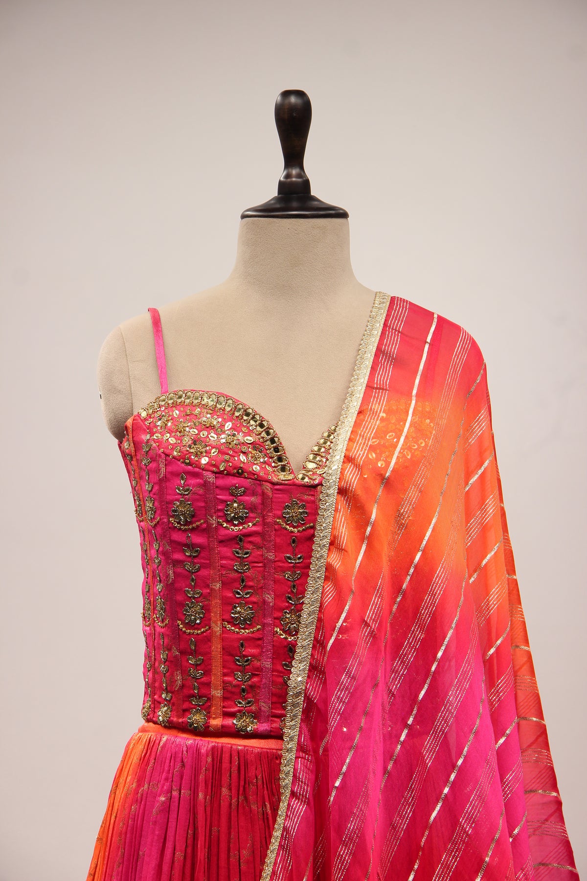 Tissue Lehenga with Gota Patti & Sequin Handwork Corset Blouse