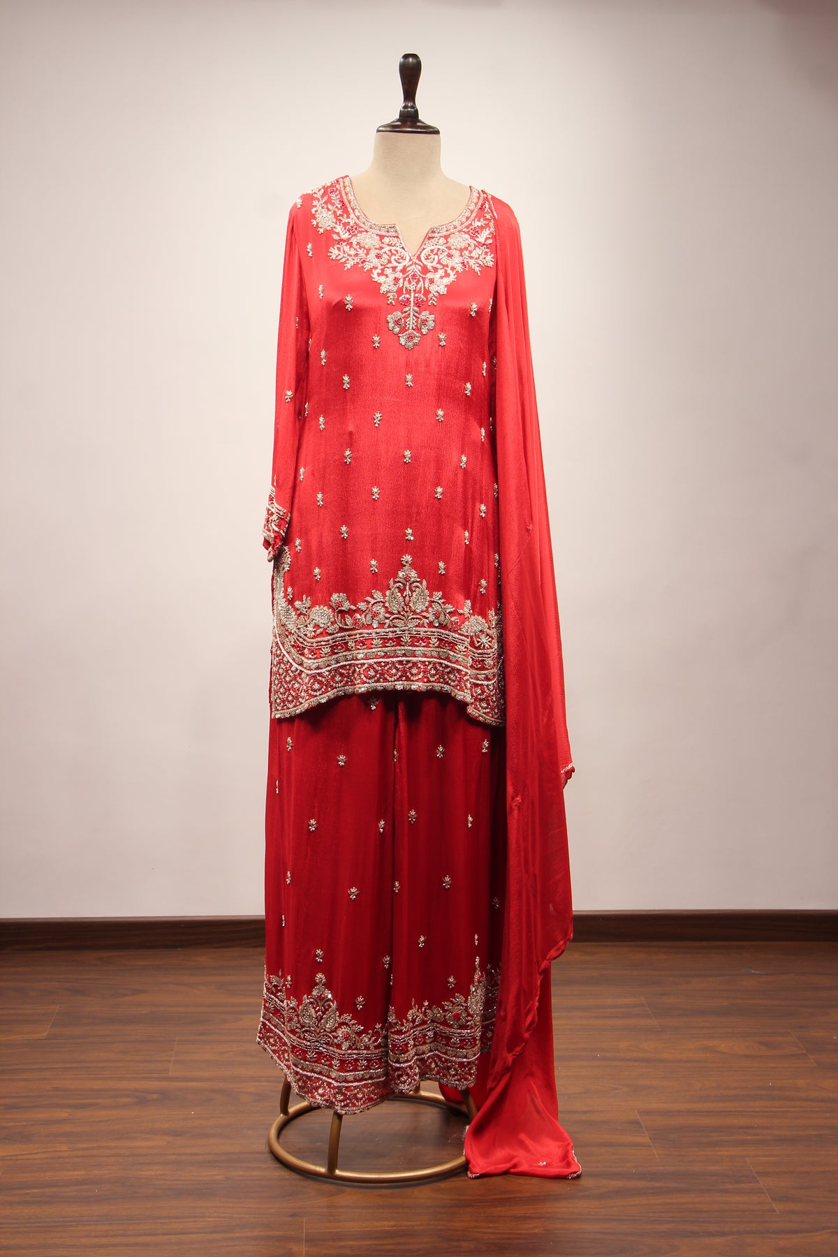 RED Crepe Full Sleeve with Bead and Cut Dana work by OOS — product image 1
