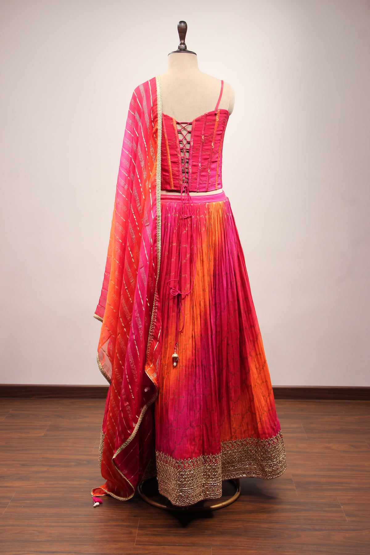Tissue Lehenga with Gota Patti & Sequin Handwork Corset Blouse