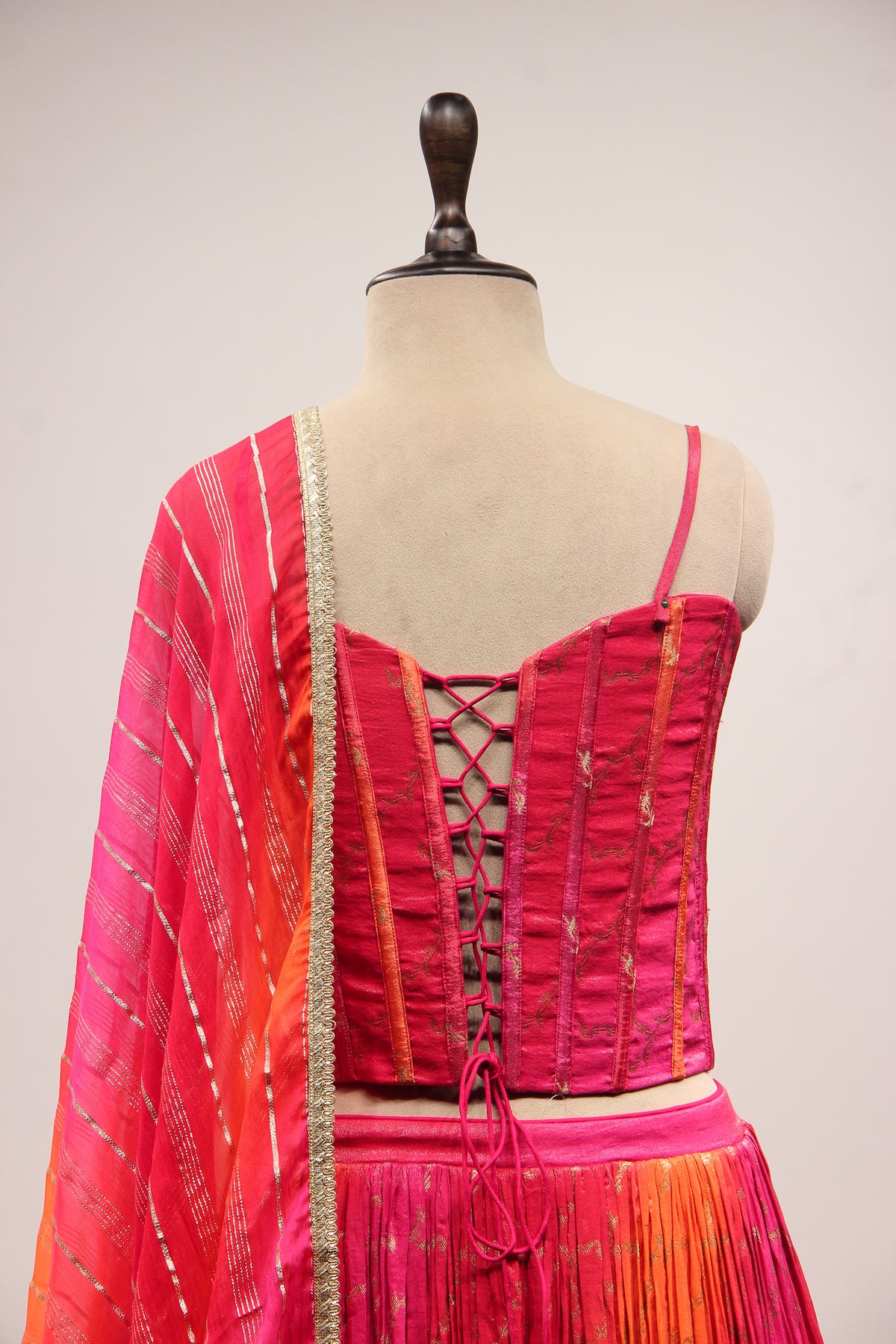 Tissue Lehenga with Gota Patti & Sequin Handwork Corset Blouse