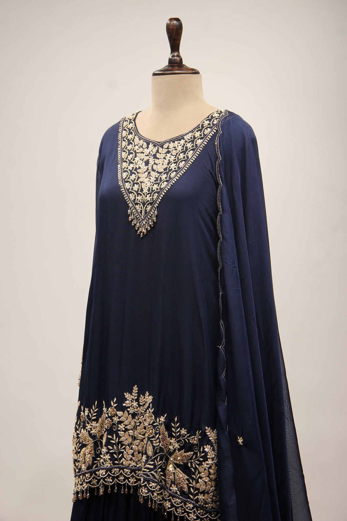 Organza Sharara with Cut Dana & Zardozi Handwork Full Sleeves
