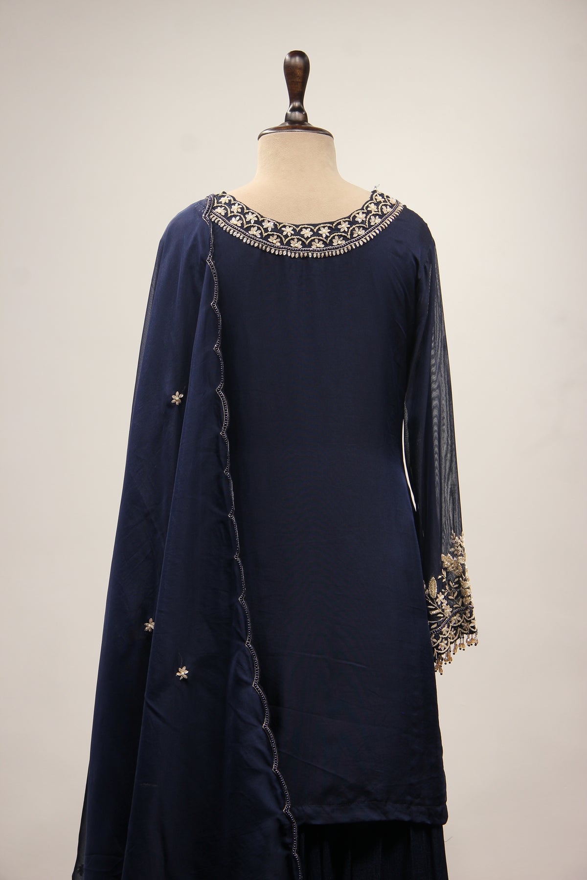 Organza Sharara with Cut Dana & Zardozi Handwork Full Sleeves