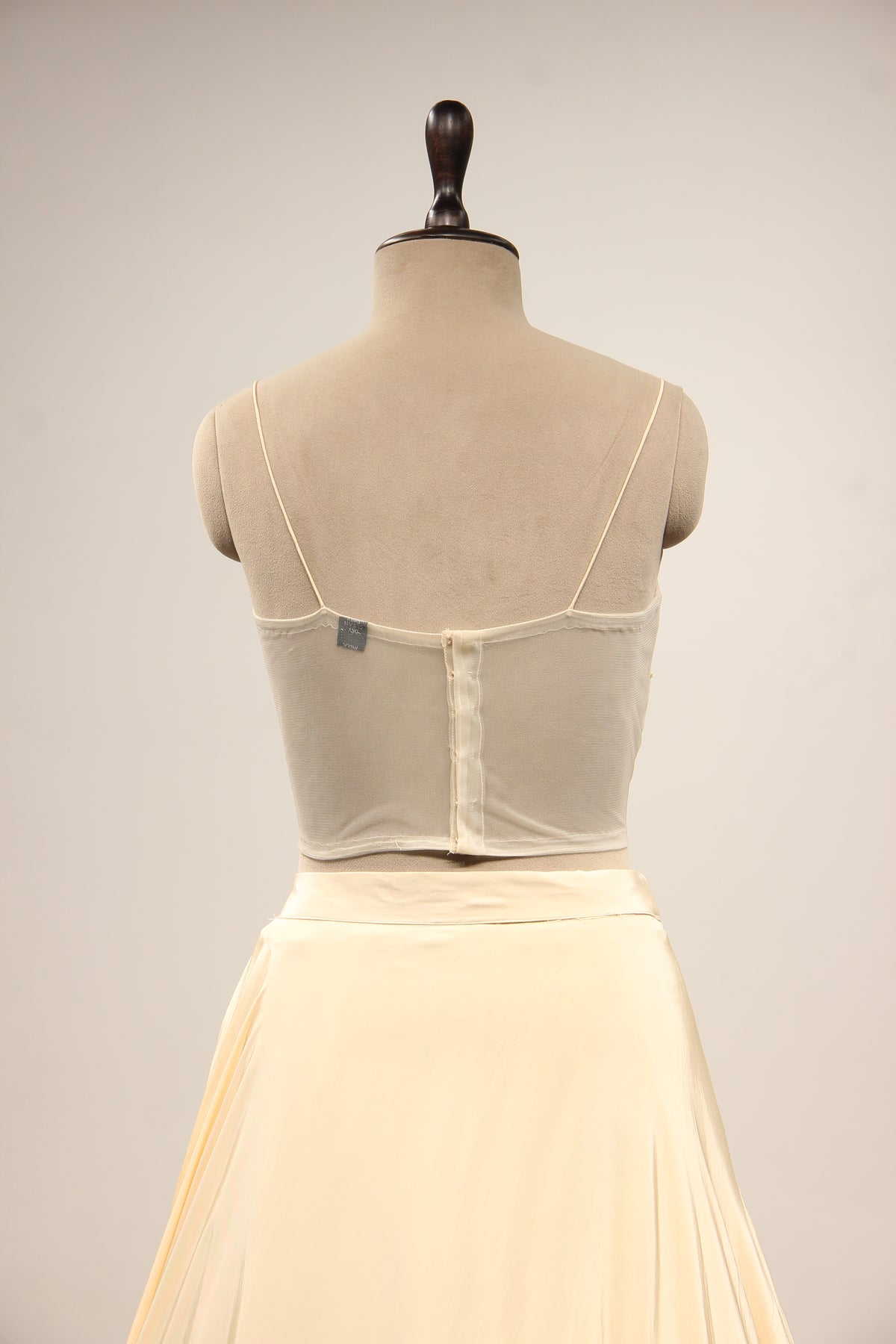 Cream Crepe Lehenga with Bead & Sequin Handwork Corset Jacket