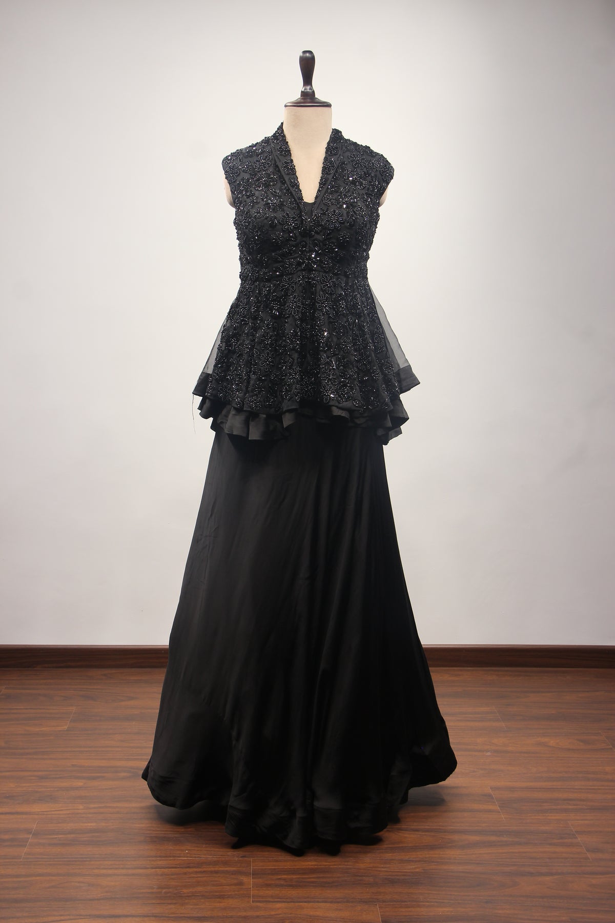 BLACK Organza Peplum with Bead and Cut Dana work by OOS — product image 1