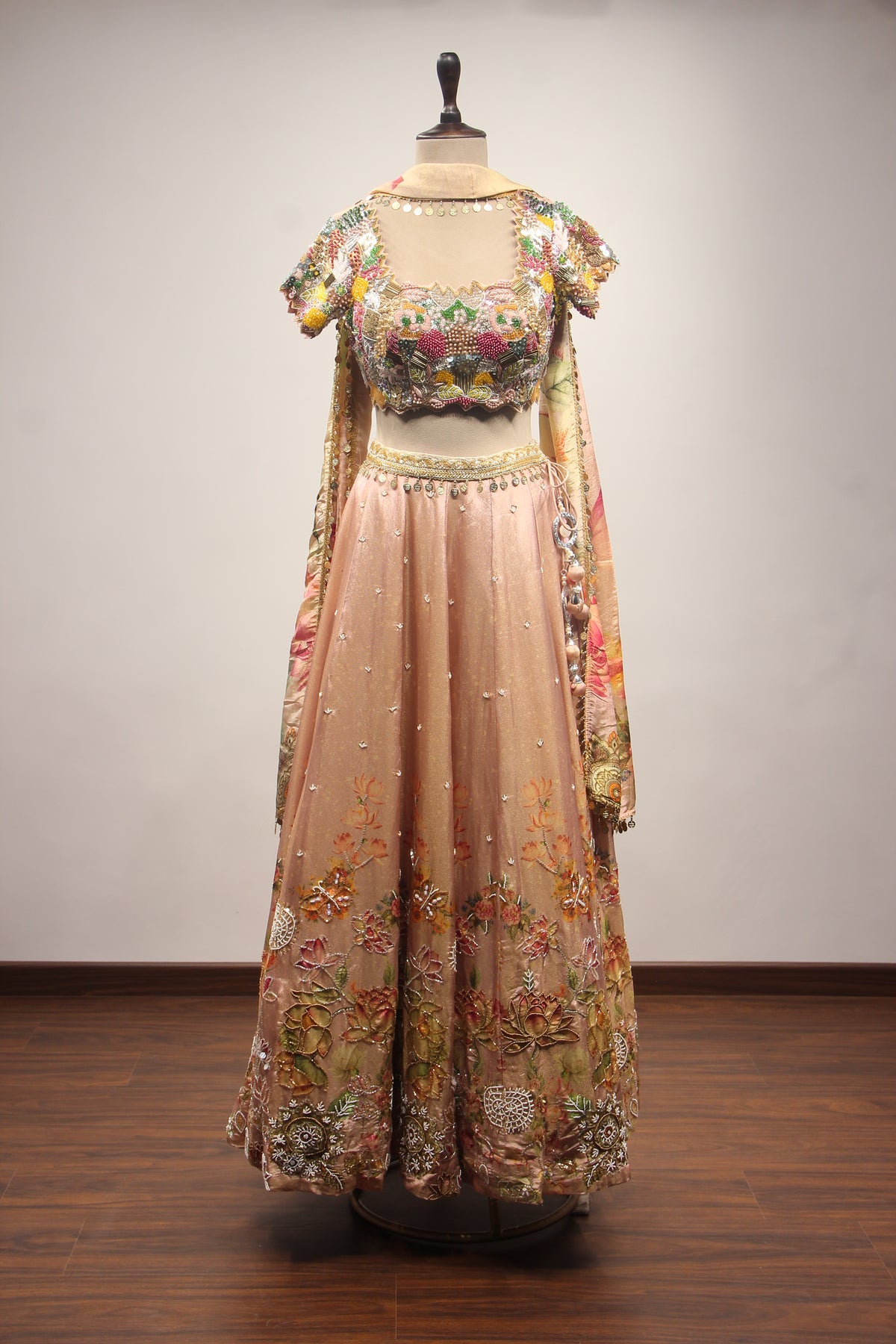 ONION PINK Shimmer Tissue Crop Top with Bead and Cut Dana work by OOS — product image 1
