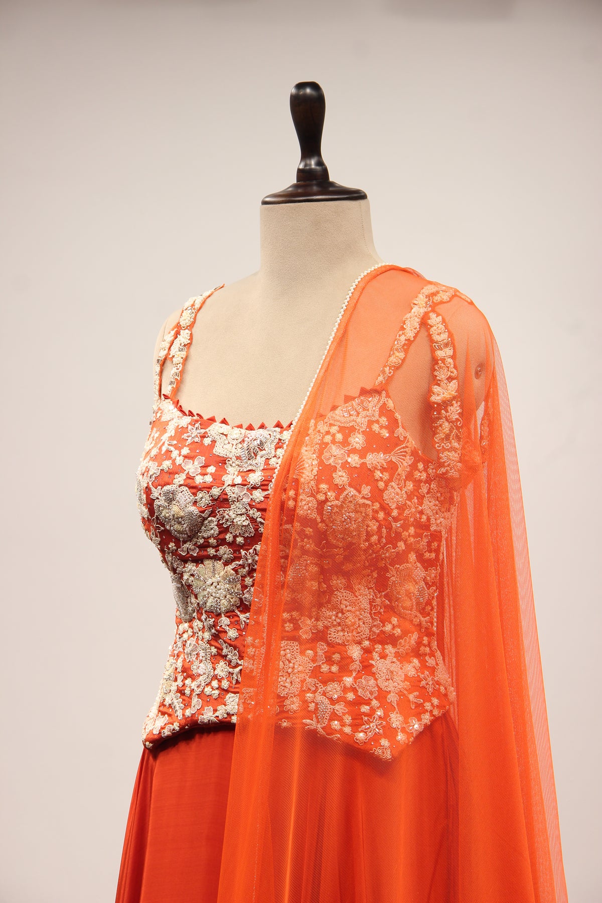 Crepe Lehenga with Sequin & Bead Handwork Corset Blouse