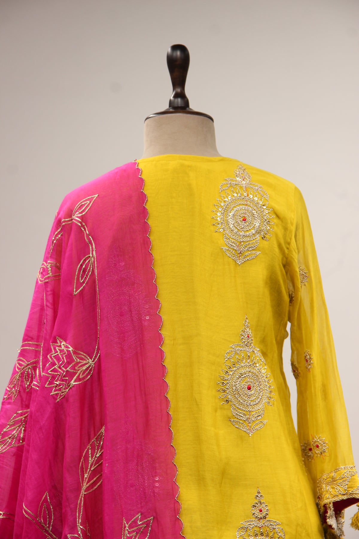 Lemon Yellow Chanderi Suit with Zardozi & Sequin Handwork