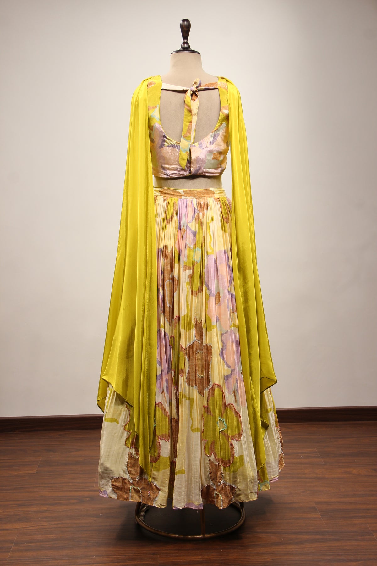 Crepe Lehenga with Hand Embroidery & Cut Dana Crop Top
