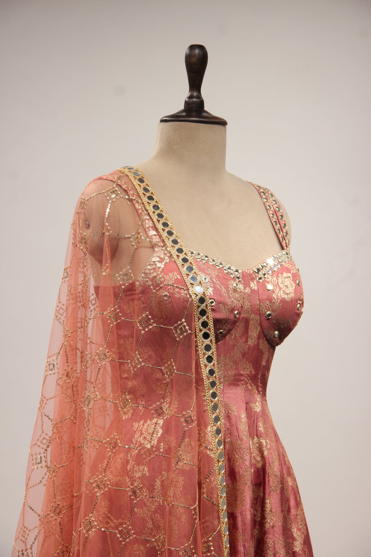 Banarasi Brocade Gown with Mirror & Zari Handwork Anarkali