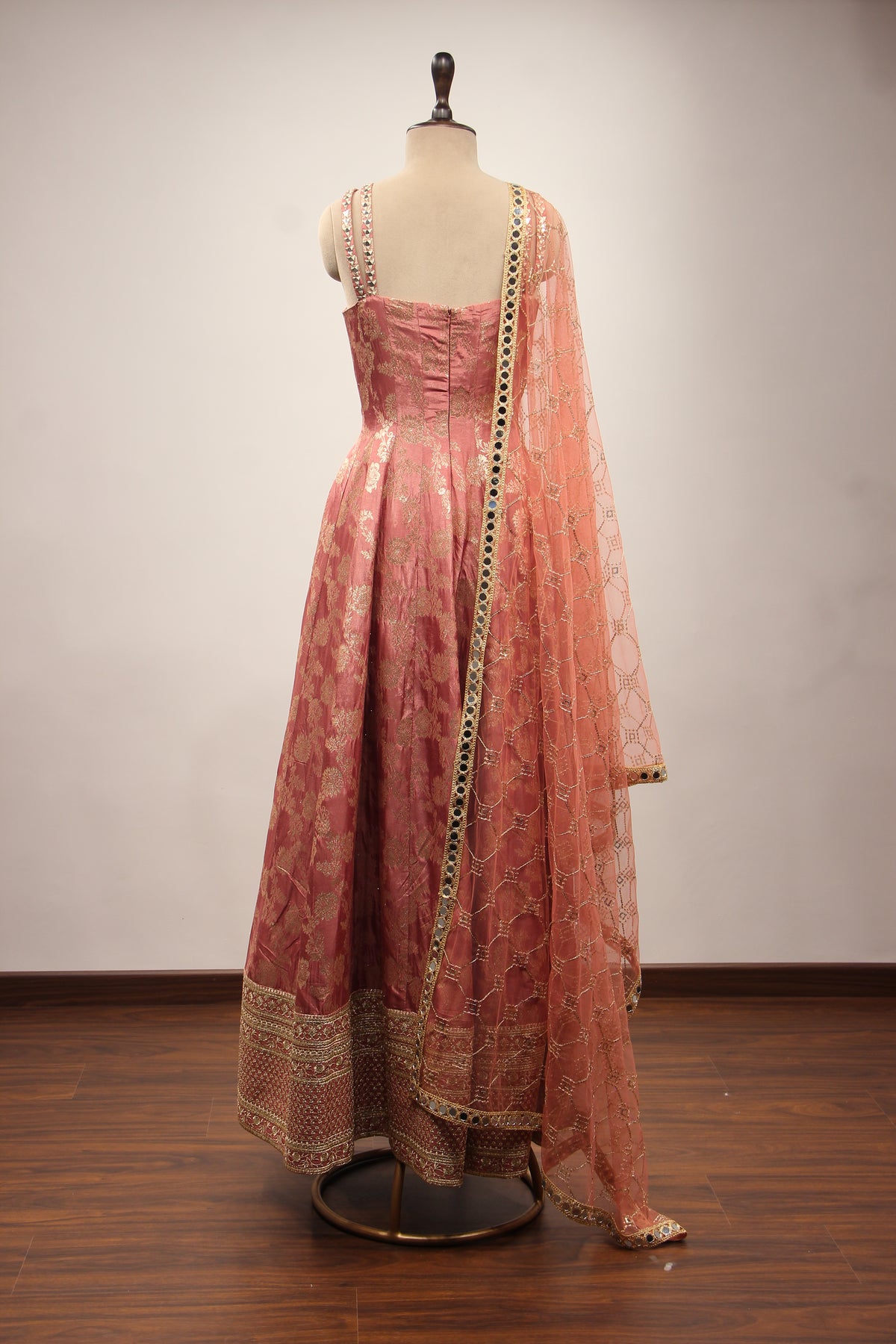 Banarasi Brocade Gown with Mirror & Zari Handwork Anarkali
