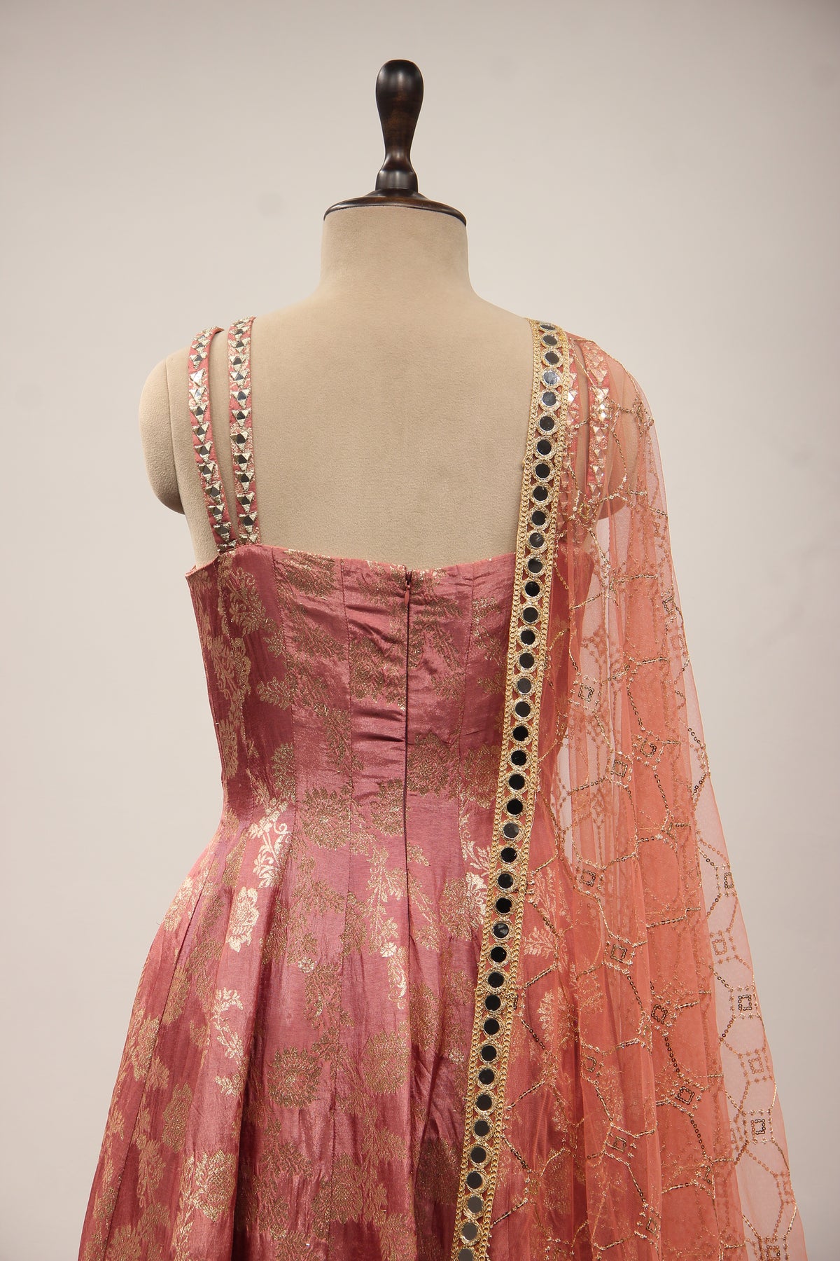 Banarasi Brocade Gown with Mirror & Zari Handwork Anarkali