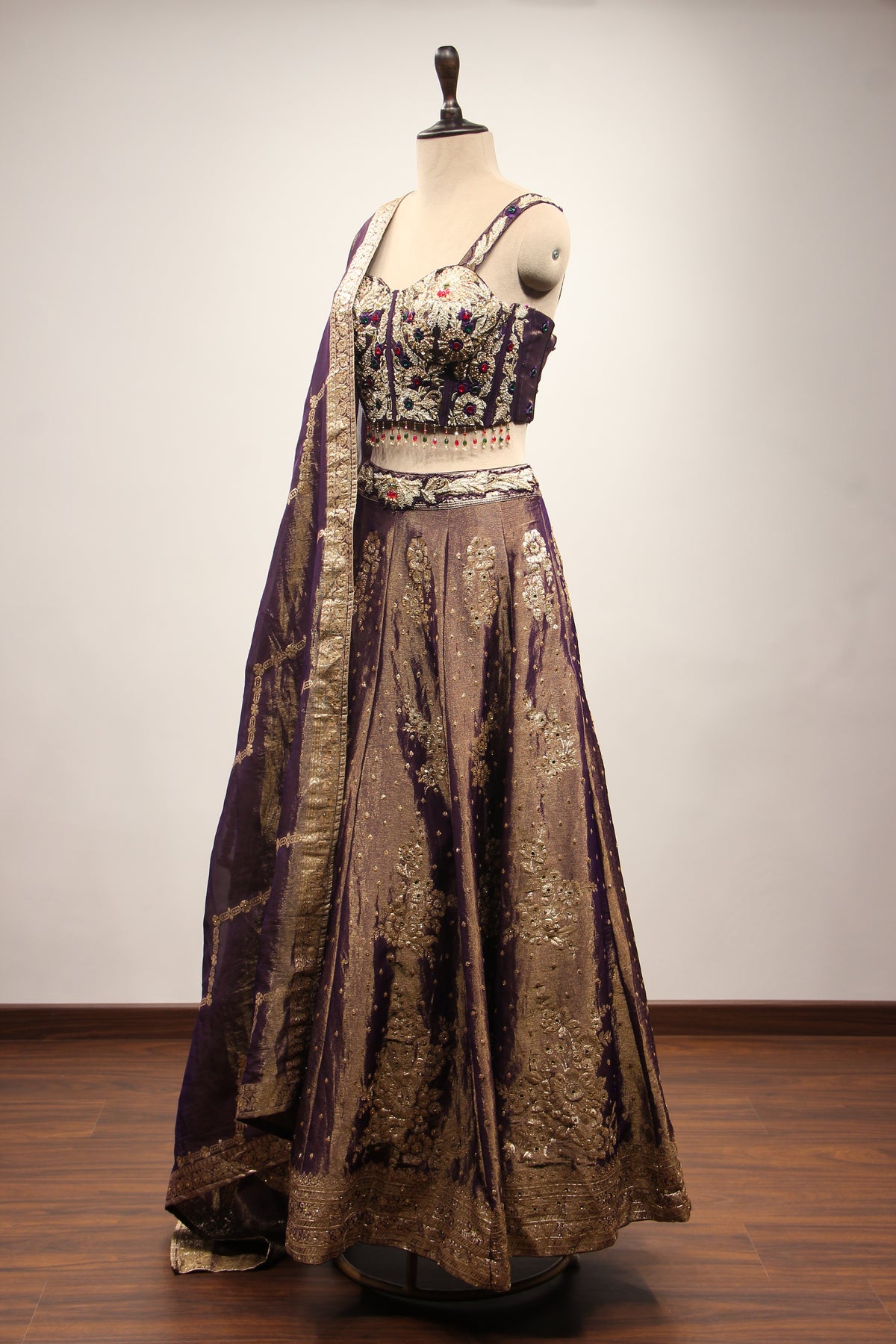 Tissue Lehenga with Stone & Zari Handwork Corset Blouse